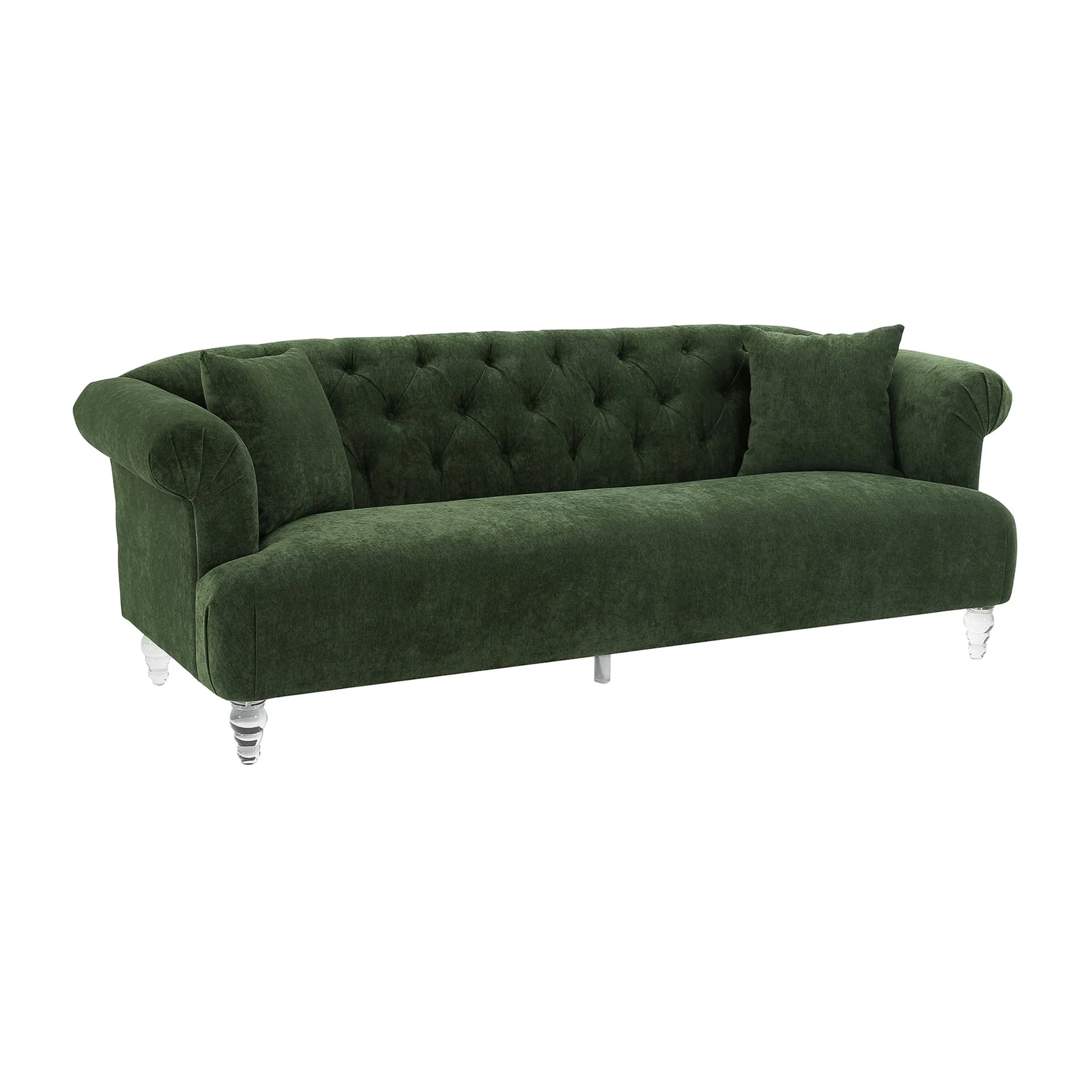 Elegance Contemporary Sofa in Green Velvet with Acrylic Legs - Image 2