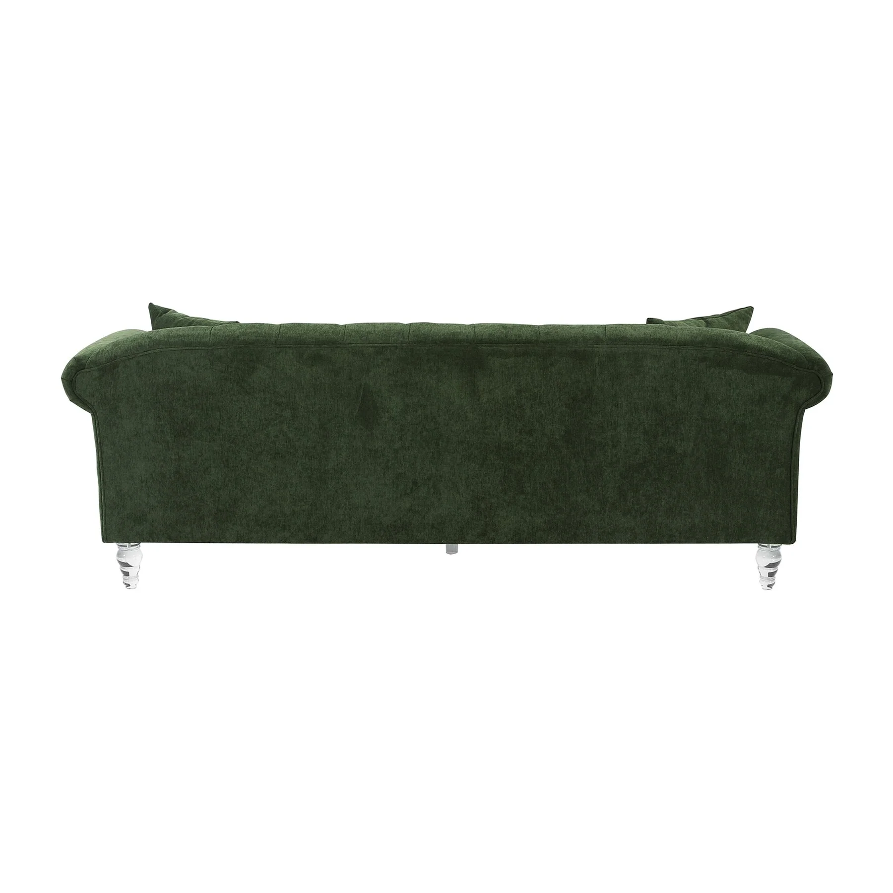Elegance Contemporary Sofa in Green Velvet with Acrylic Legs - Image 3