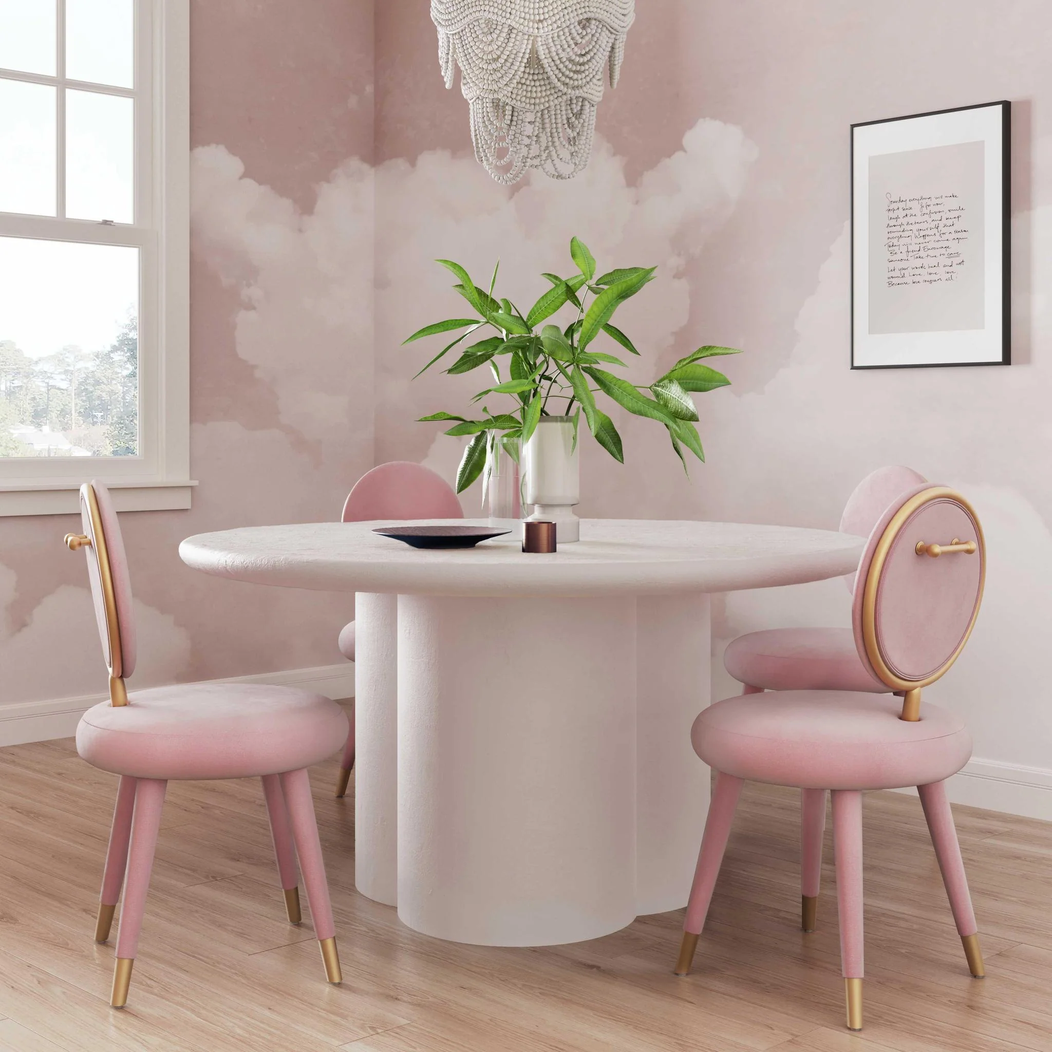 Elika White Faux Plaster Round Dining Table - Image 2