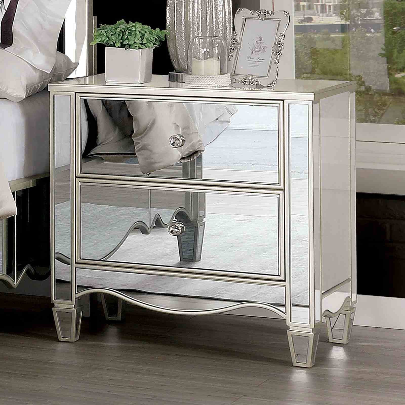 Eliora Nightstand w/ USB, Silver