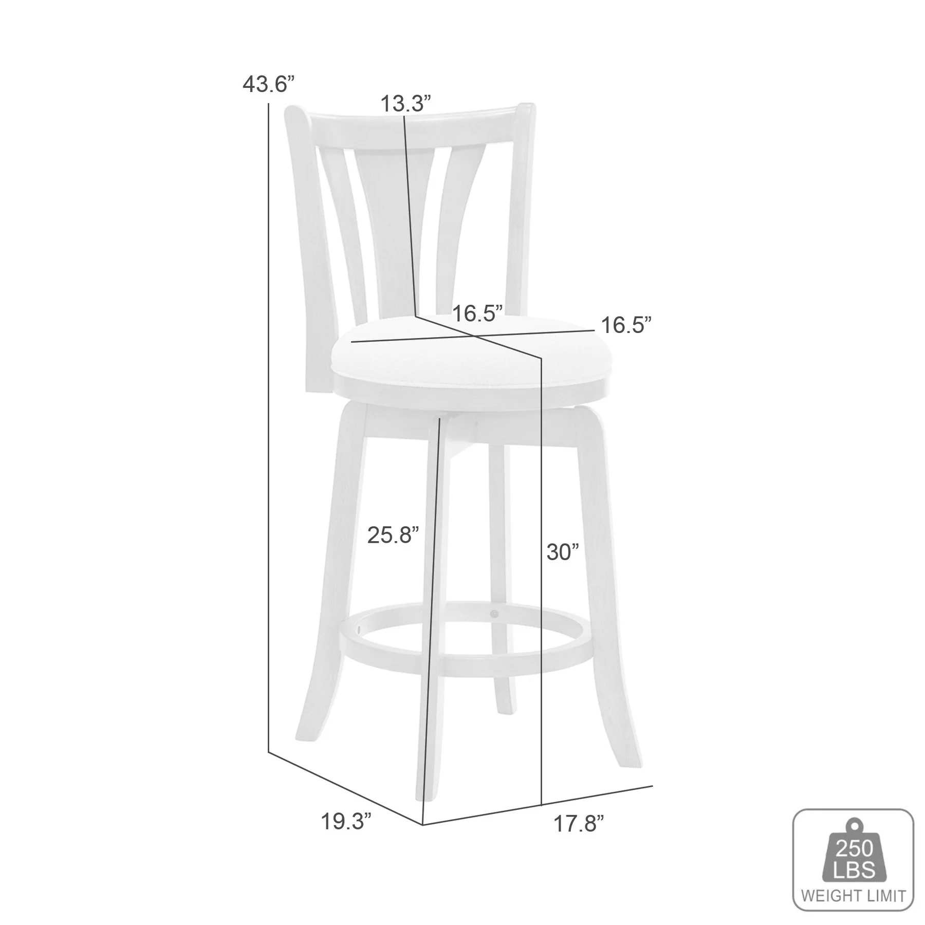 Elle 30 in. Amber Glow Bar Height Rubberwood Swivel Barstool with Ivory Fabric Seat - Image 9