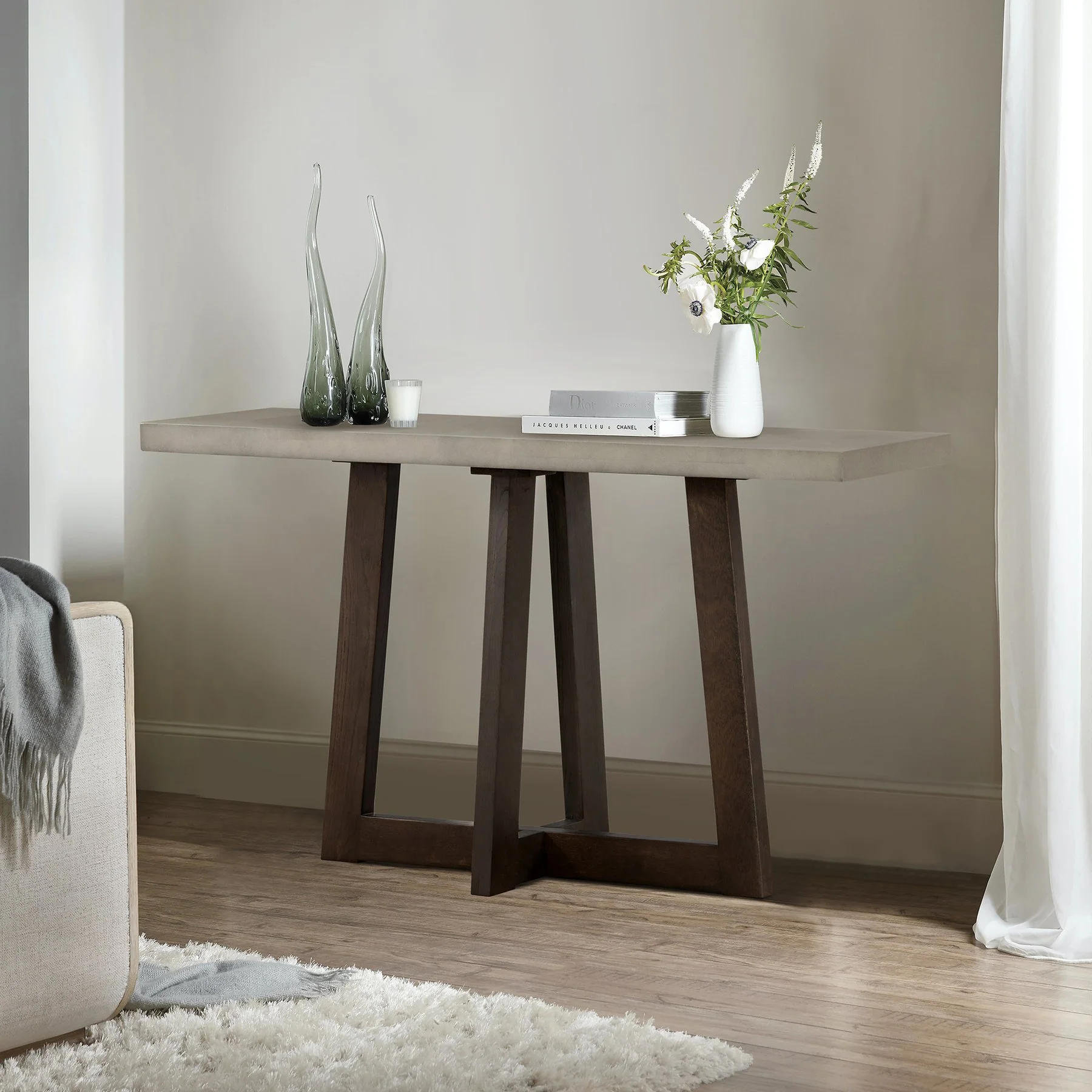 Elodie Gray Concrete and Dark Gray Oak Rectangle Console Table - Image 7