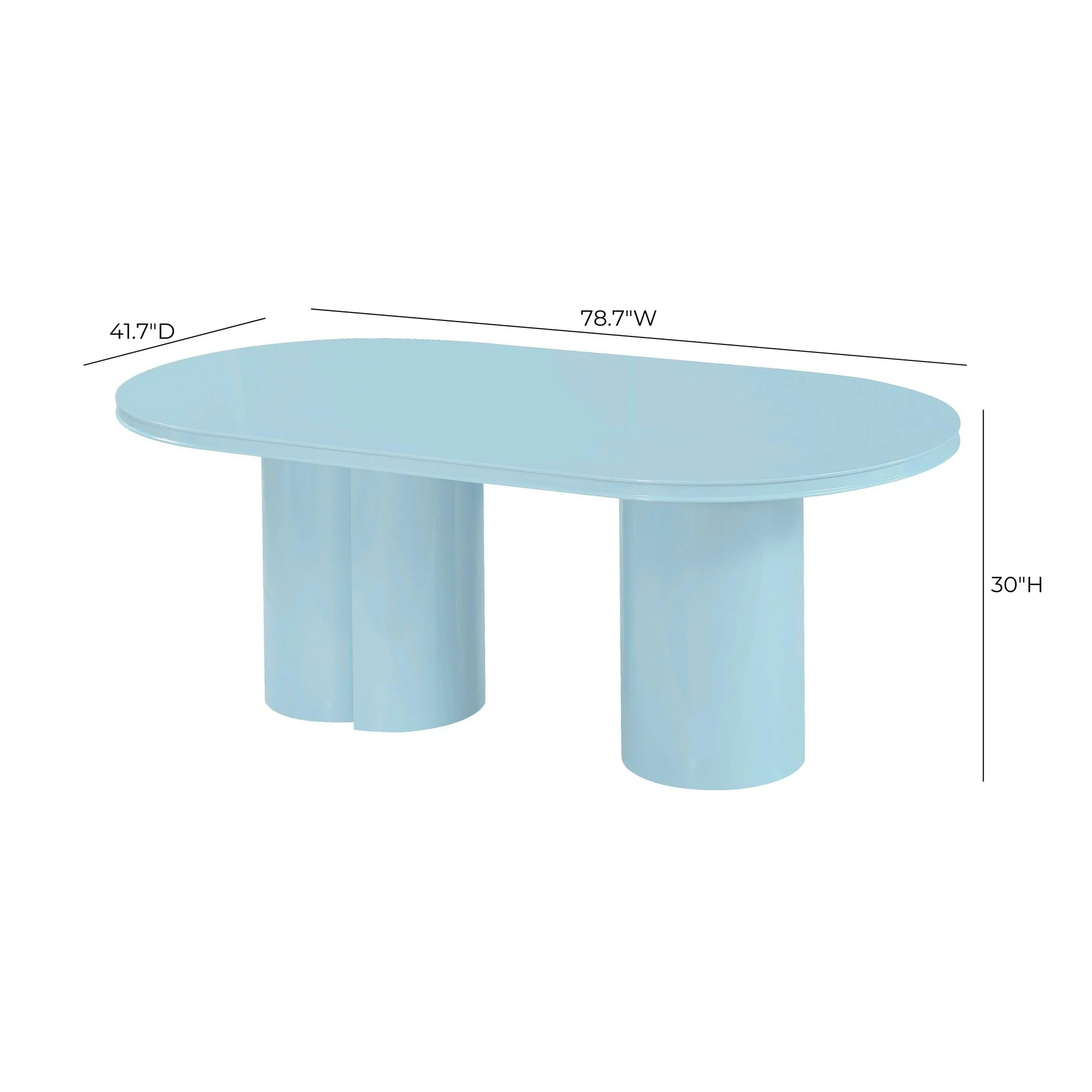 Elora Blue Lacquer Oval Dining Table - Image 7