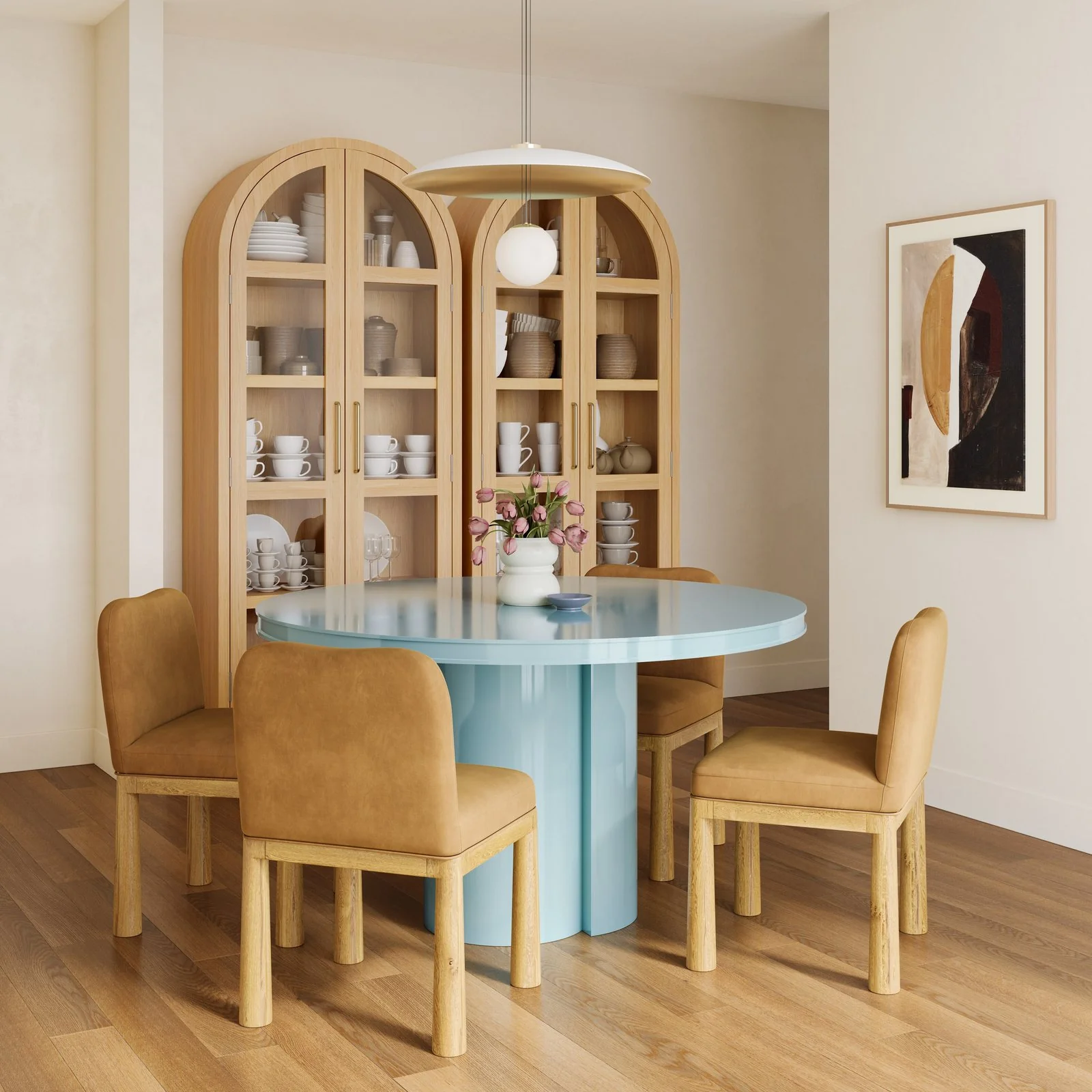 Elora Blue Lacquer Round Dining Table - Image 2