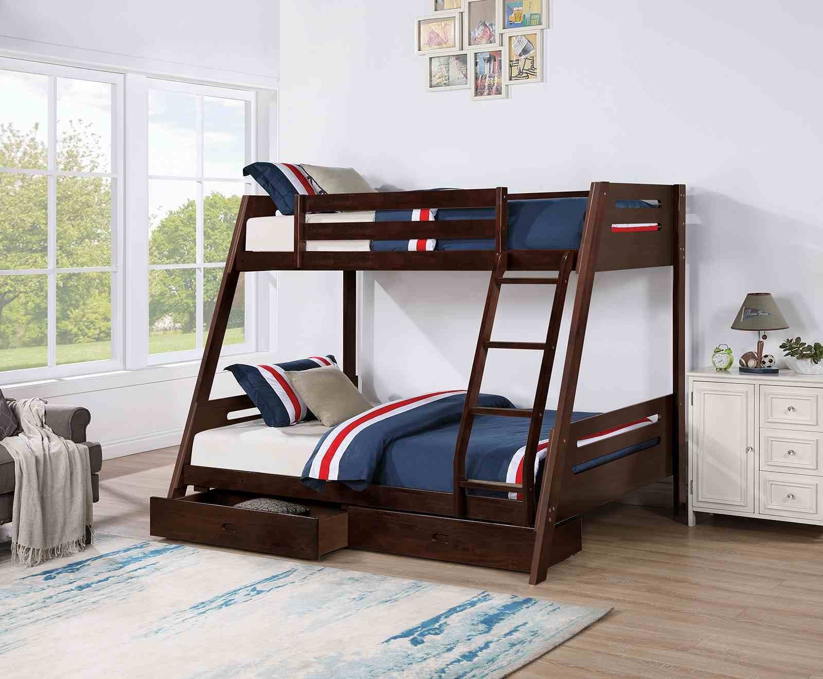 Emilee Twin/Full Bunk Bed, Dark Walnut