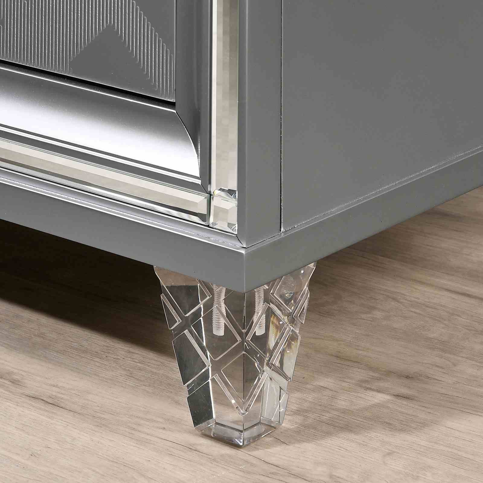 Emmeline Nightstand w/ USB, Silver - Image 4