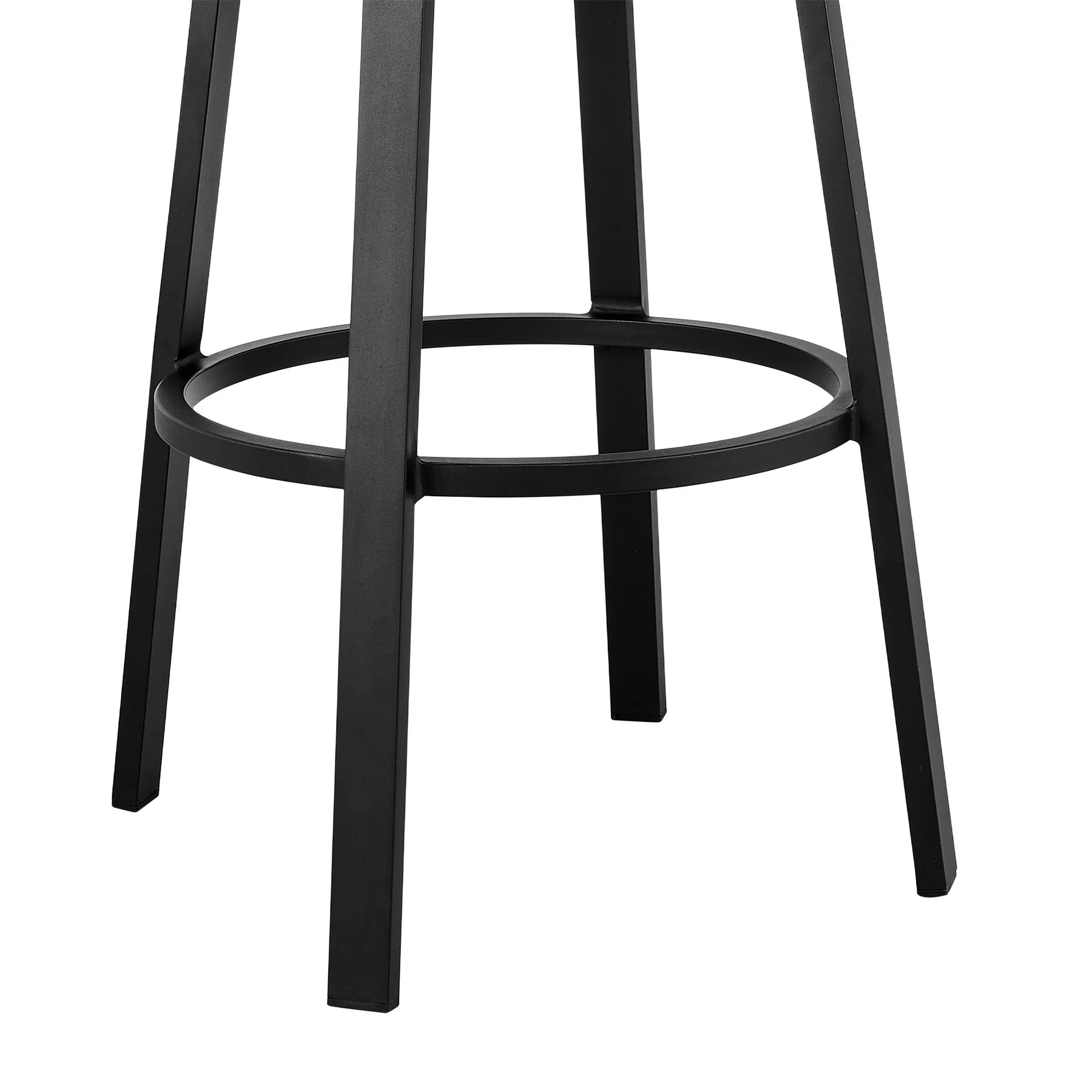 Encinitas Outdoor Patio Counter Height Swivel Bar Stool in Aluminum and Wicker with Gray Cushions - Image 8