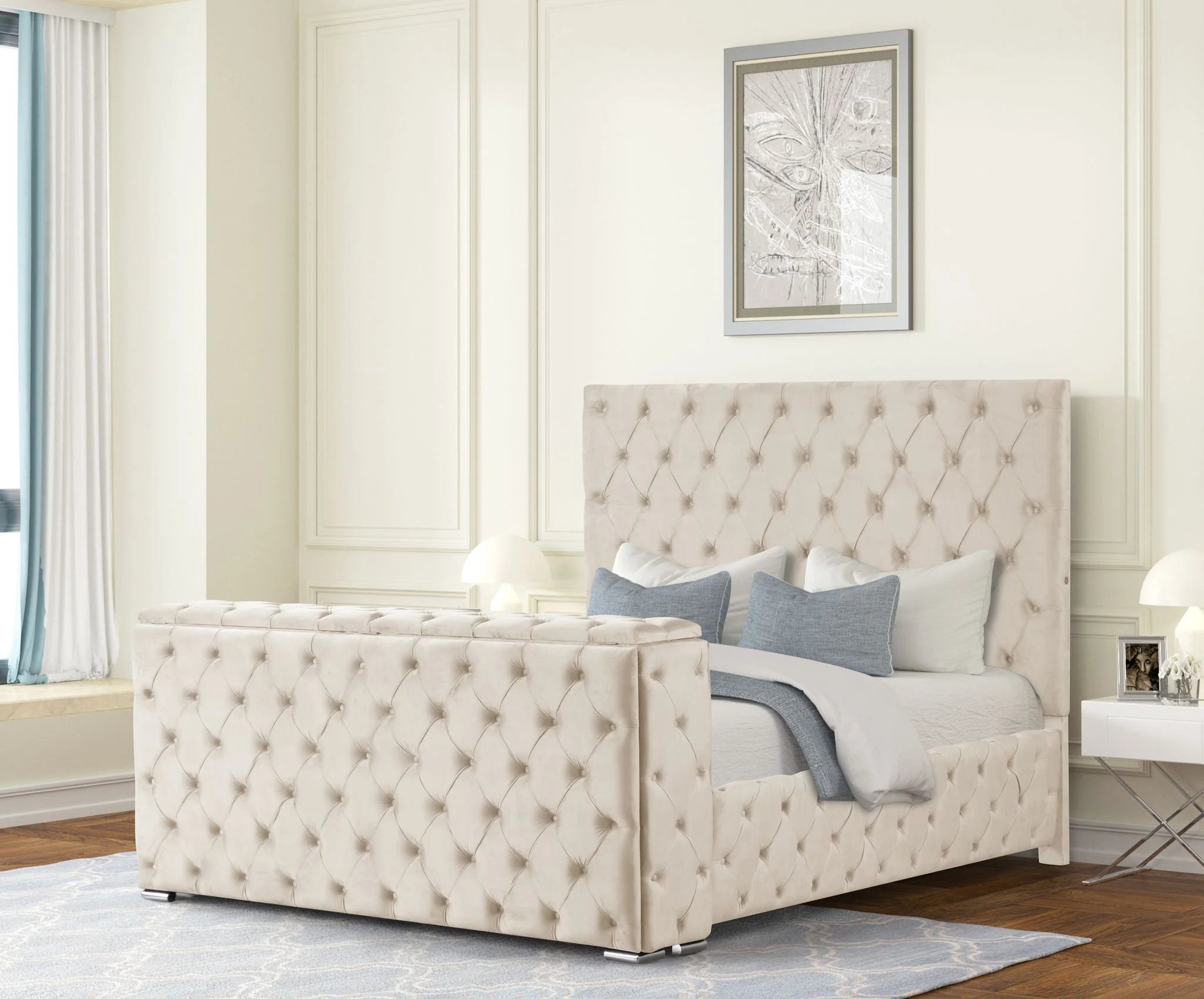 Encore King 4PC Vanity Bedroom Set Beige - Image 2