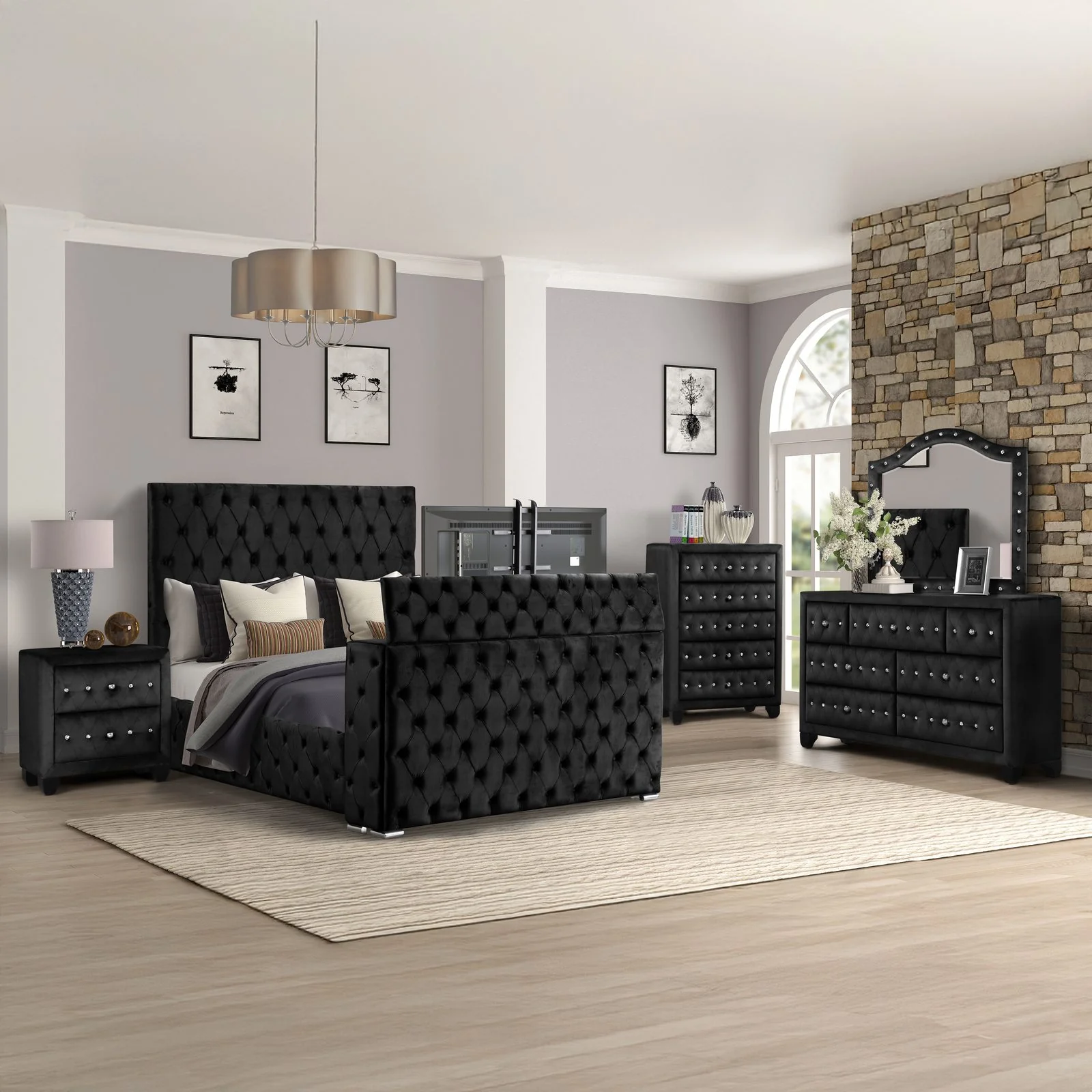 Encore King 5PC Bedroom Set Black