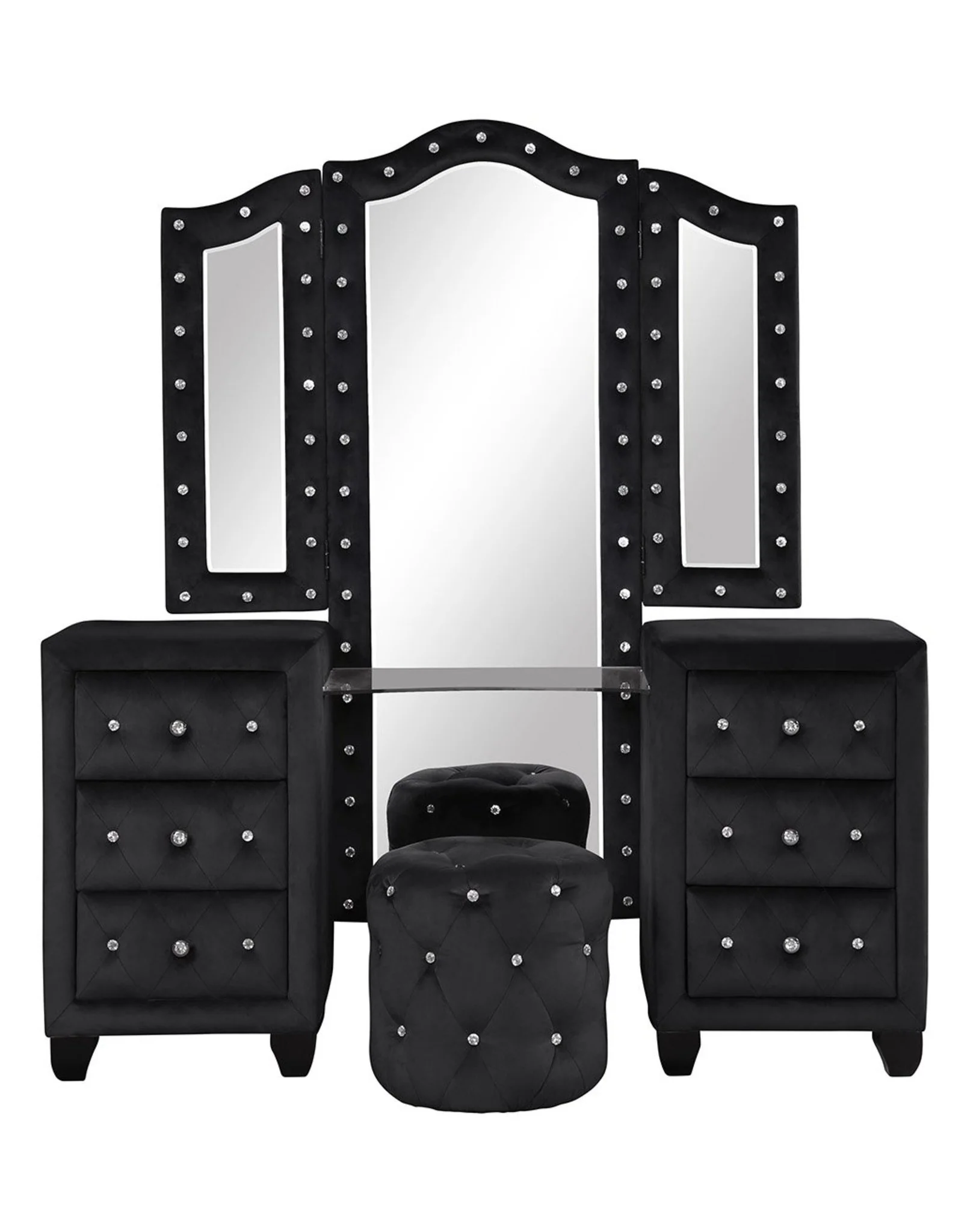 Encore Queen 5PC Vanity Bedroom Set Black - Image 7