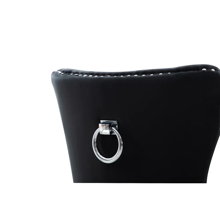 Erica Wood Legs Chair Finish with Velvet Fabric in  Black - Image 3
