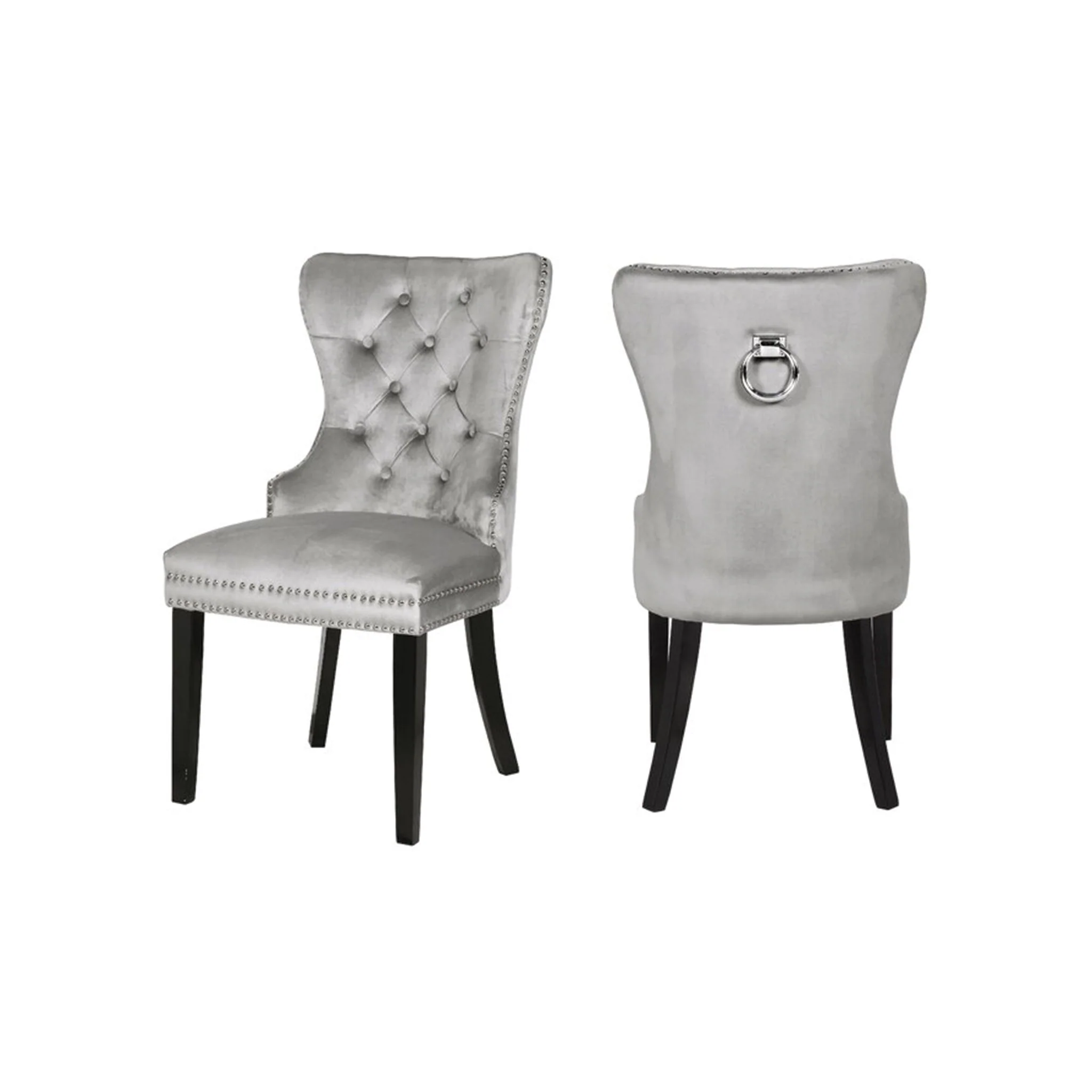 Erica Wood Legs Chair Finish with Velvet Fabric in Light Gray - Image 8