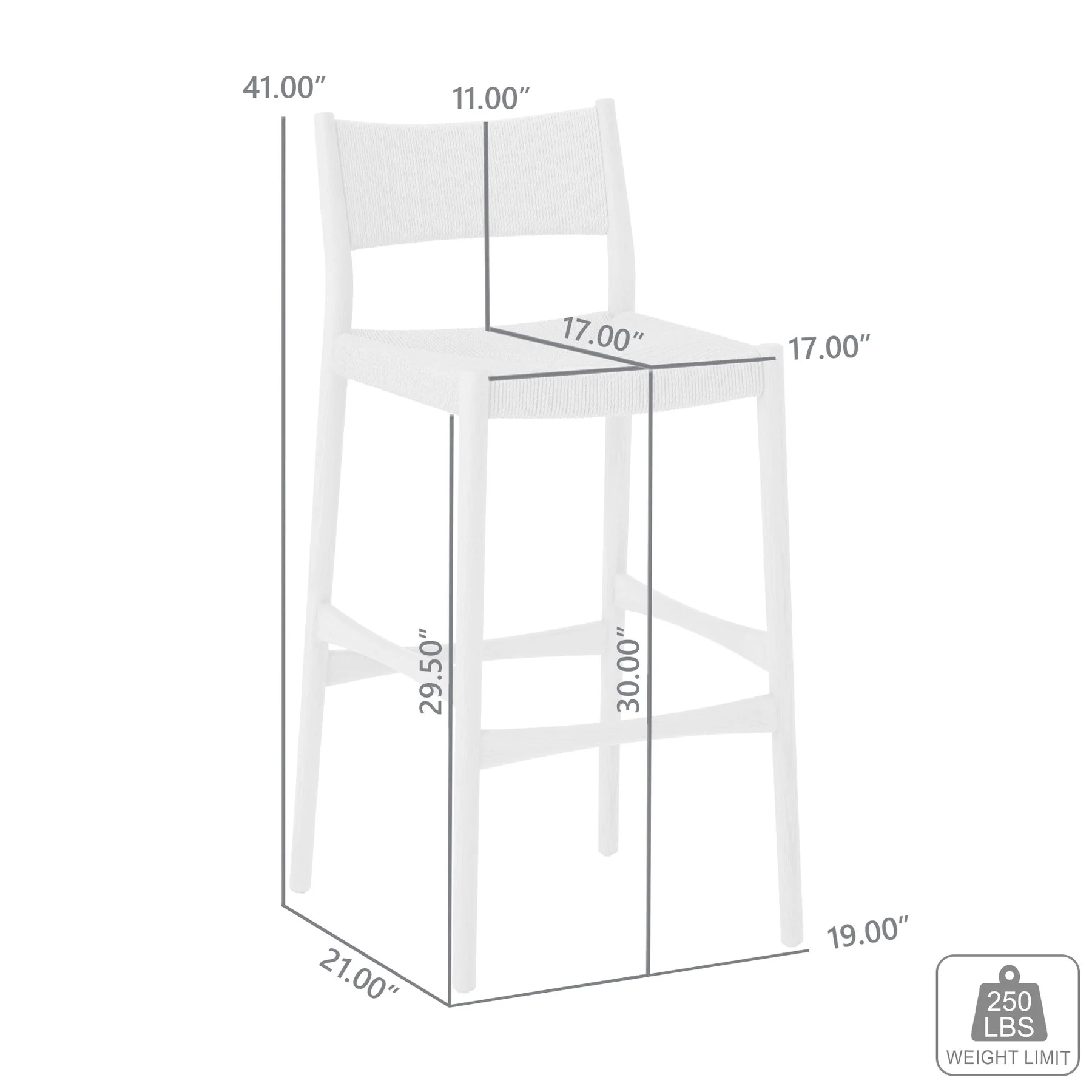 Erie Black Woven Paper Cord and Wood Bar Stool - Image 11