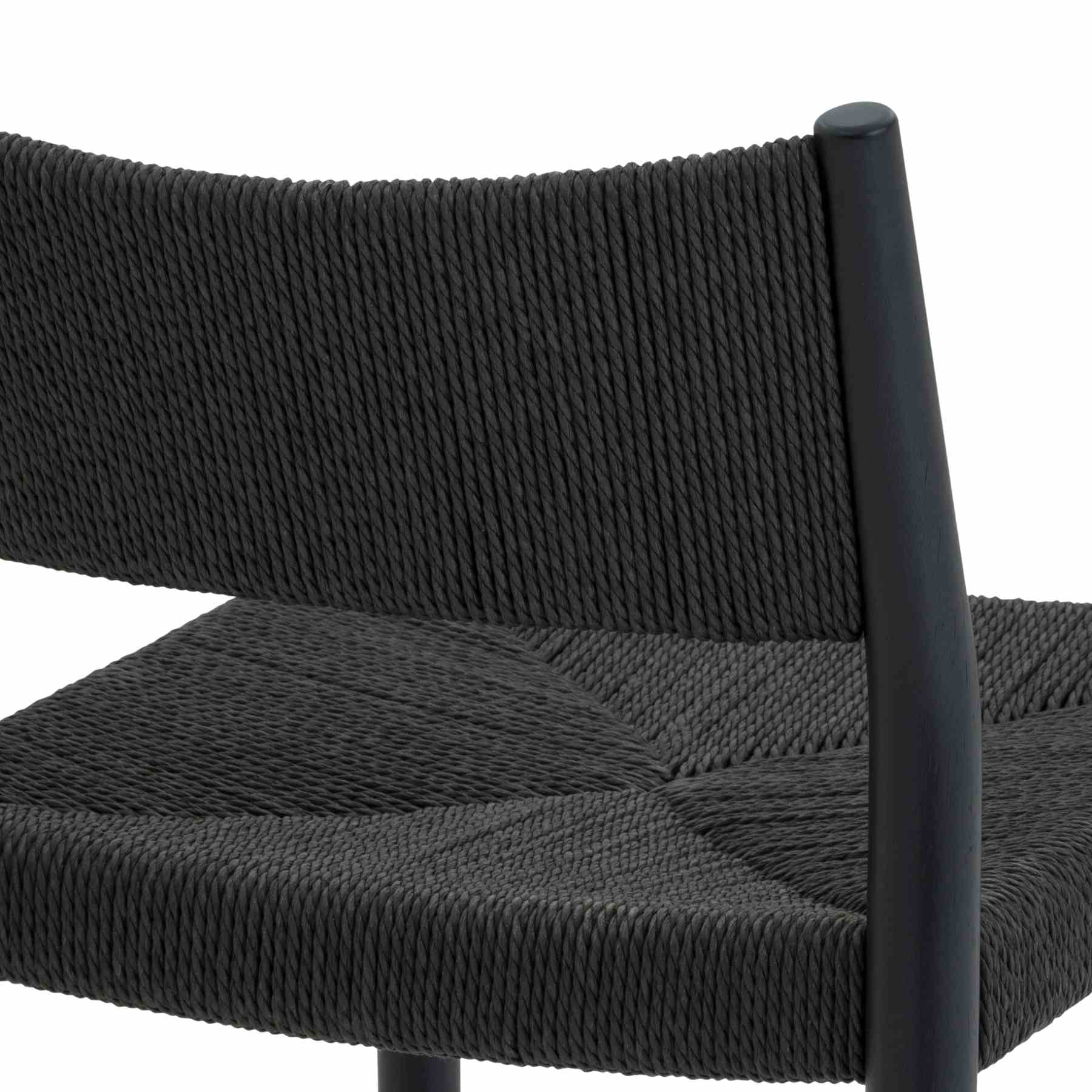 Erie Black Woven Paper Cord and Wood Bar Stool - Image 9