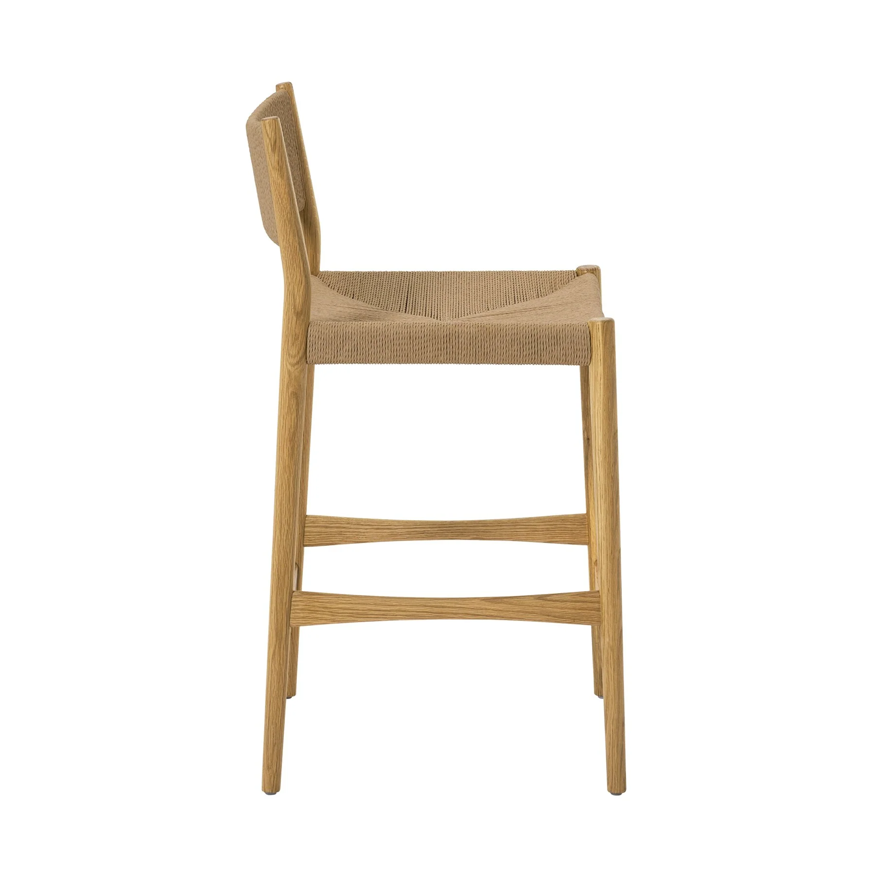 Erie Woven Paper Cord and Oak Wood Bar Stool - Image 3