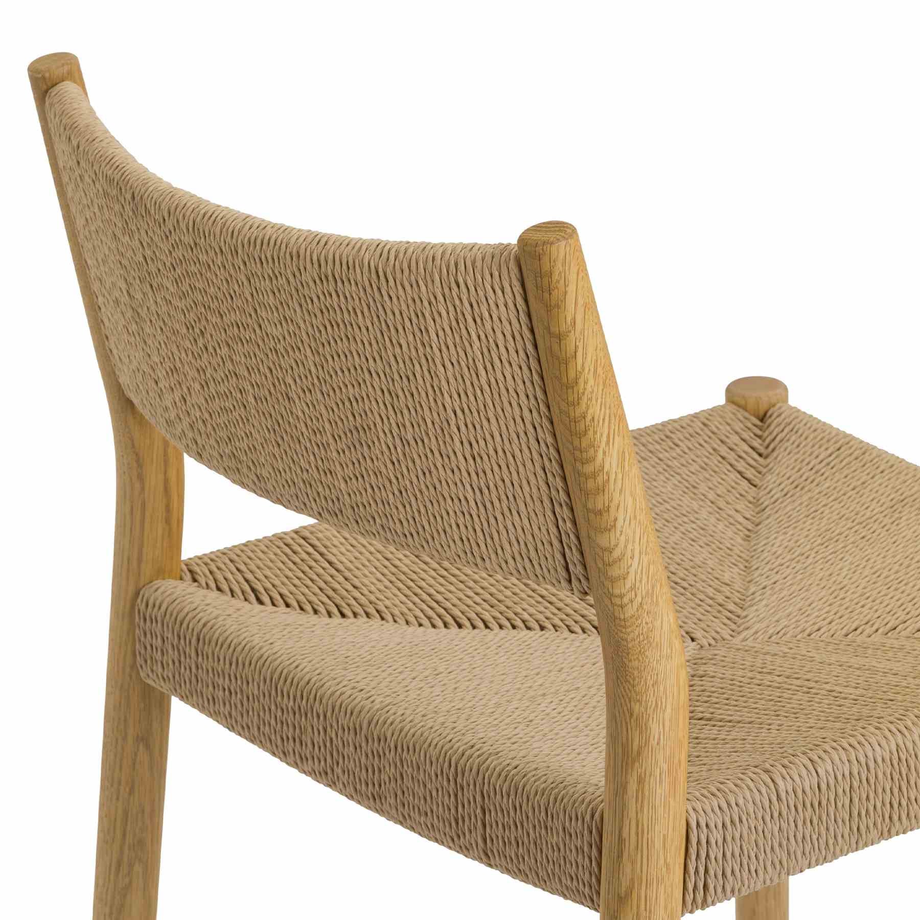 Erie Woven Paper Cord and Oak Wood Bar Stool - Image 9