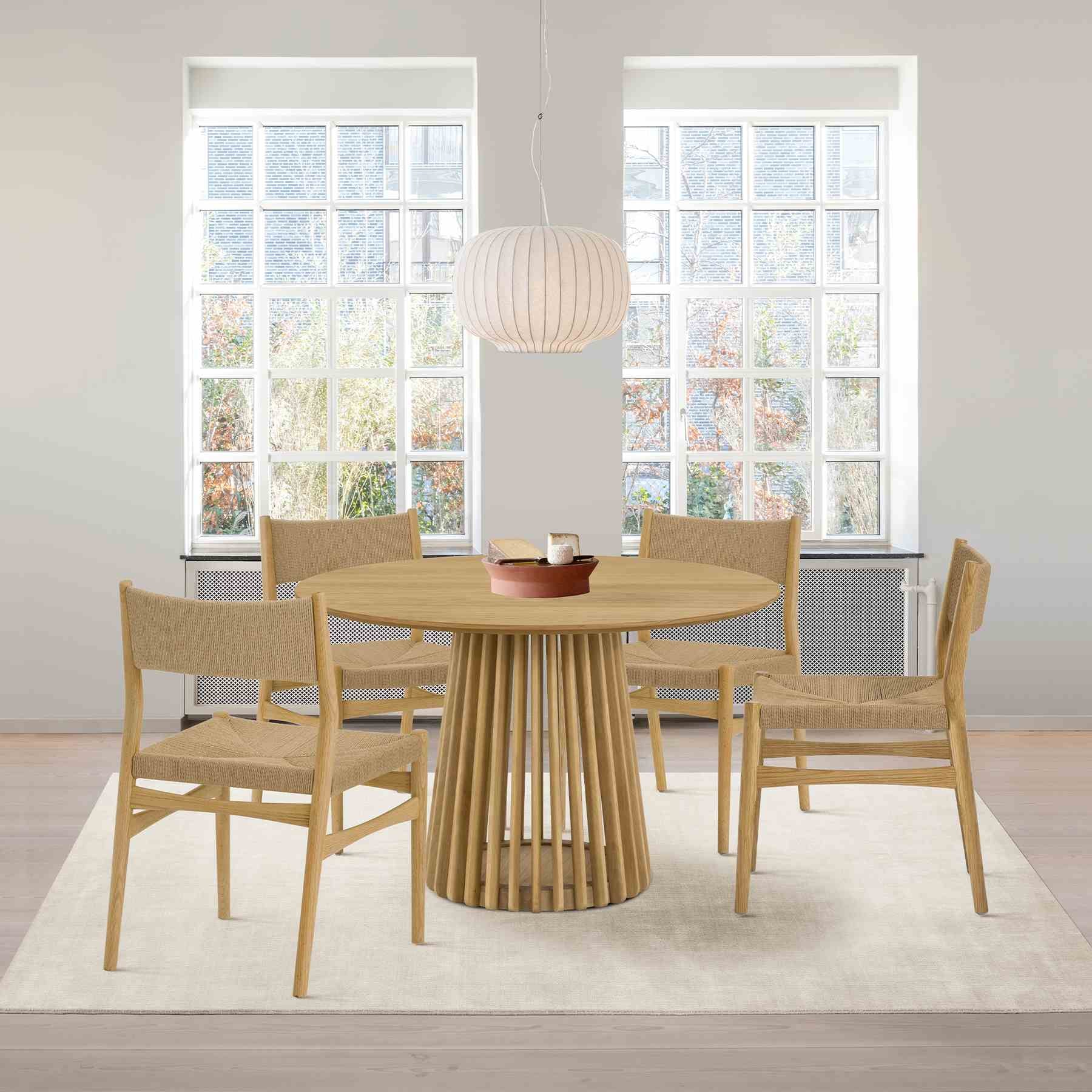 Erie Woven Paper Cord and Oak Wood Dining Chairs - Set of 2 - Image 12