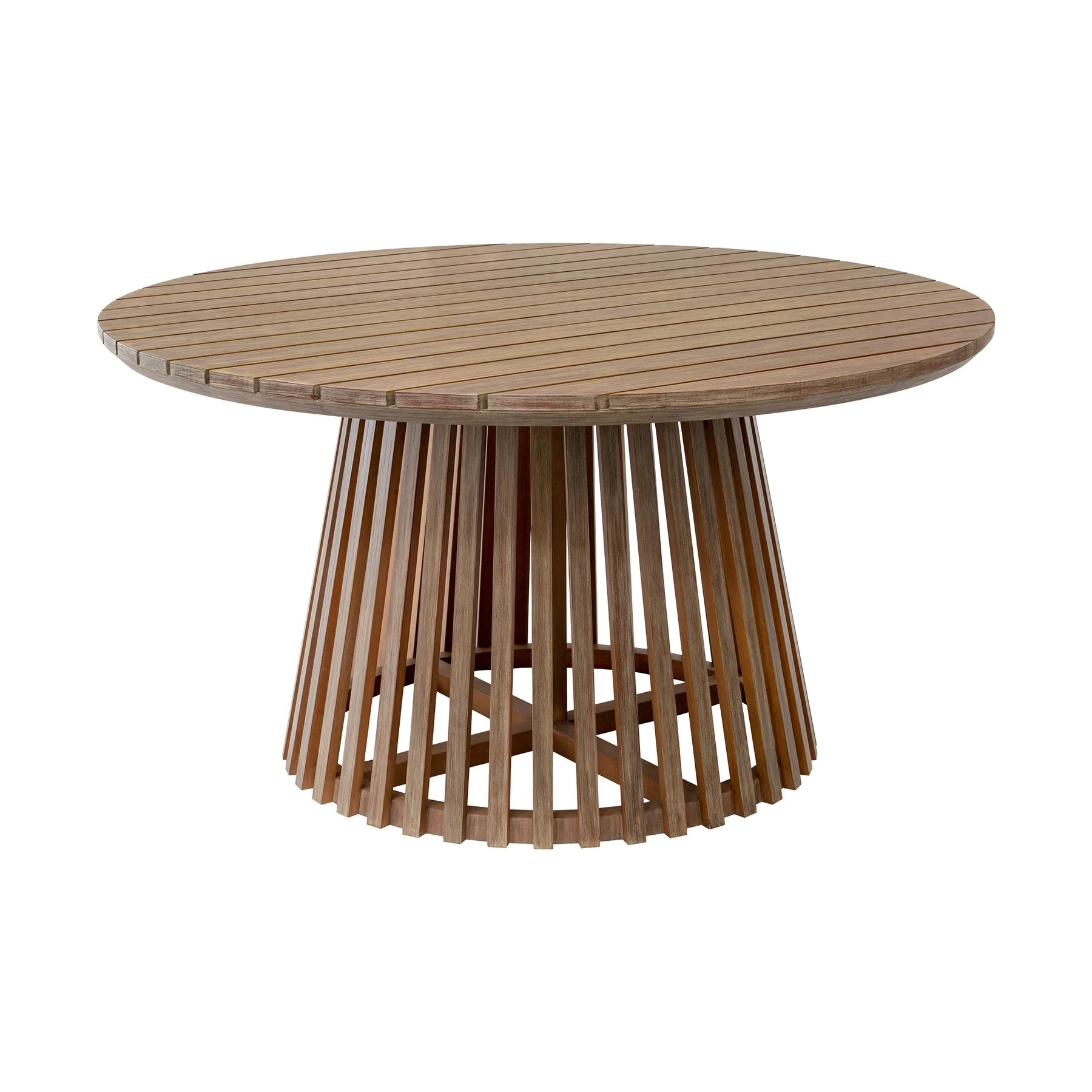 Escondido Island Outdoor Patio 5 Piece Round Dining Set in Eucalyptus Wood and Gray Rope - Image 4