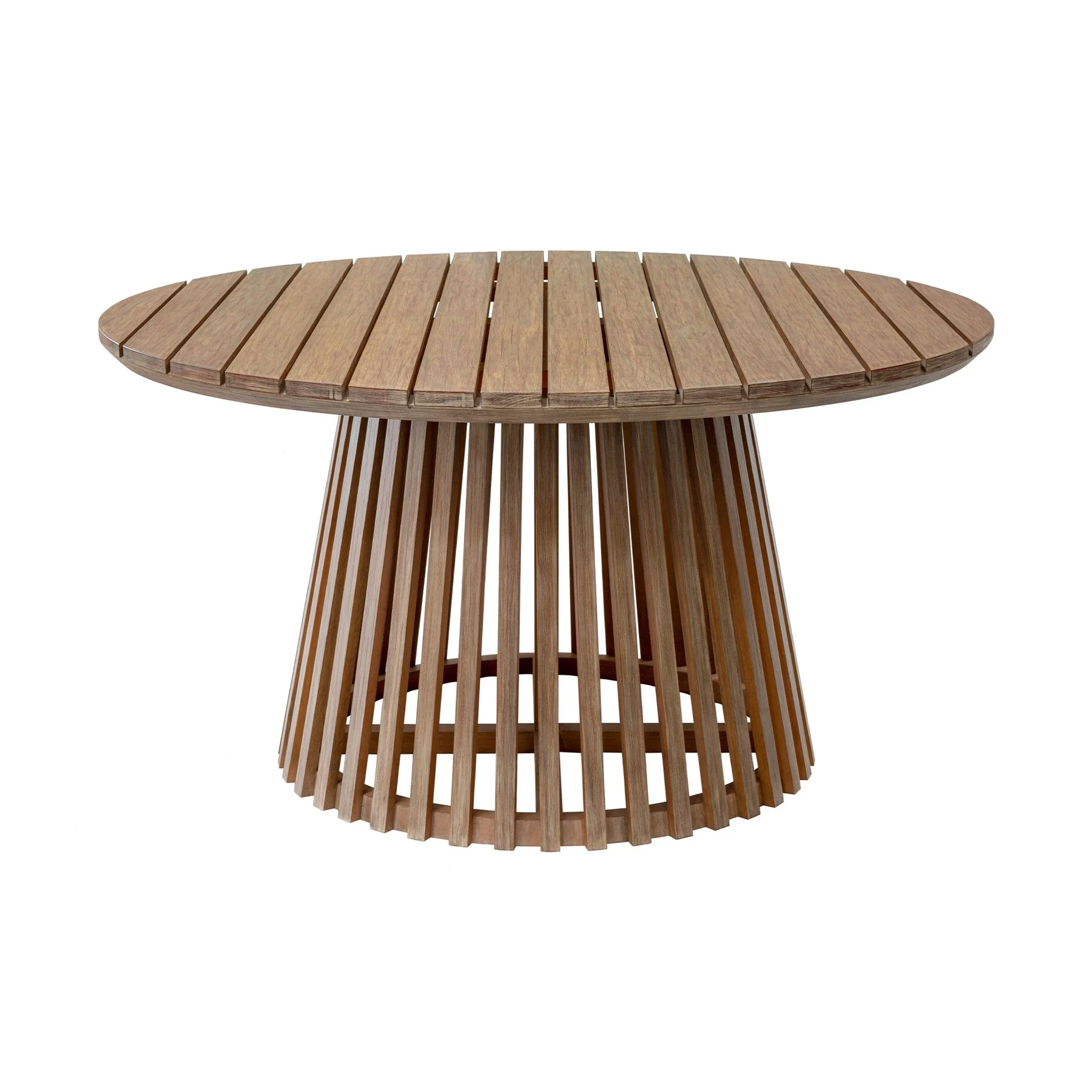 Escondido Island Outdoor Patio 5 Piece Round Dining Set in Eucalyptus Wood and Gray Rope - Image 5