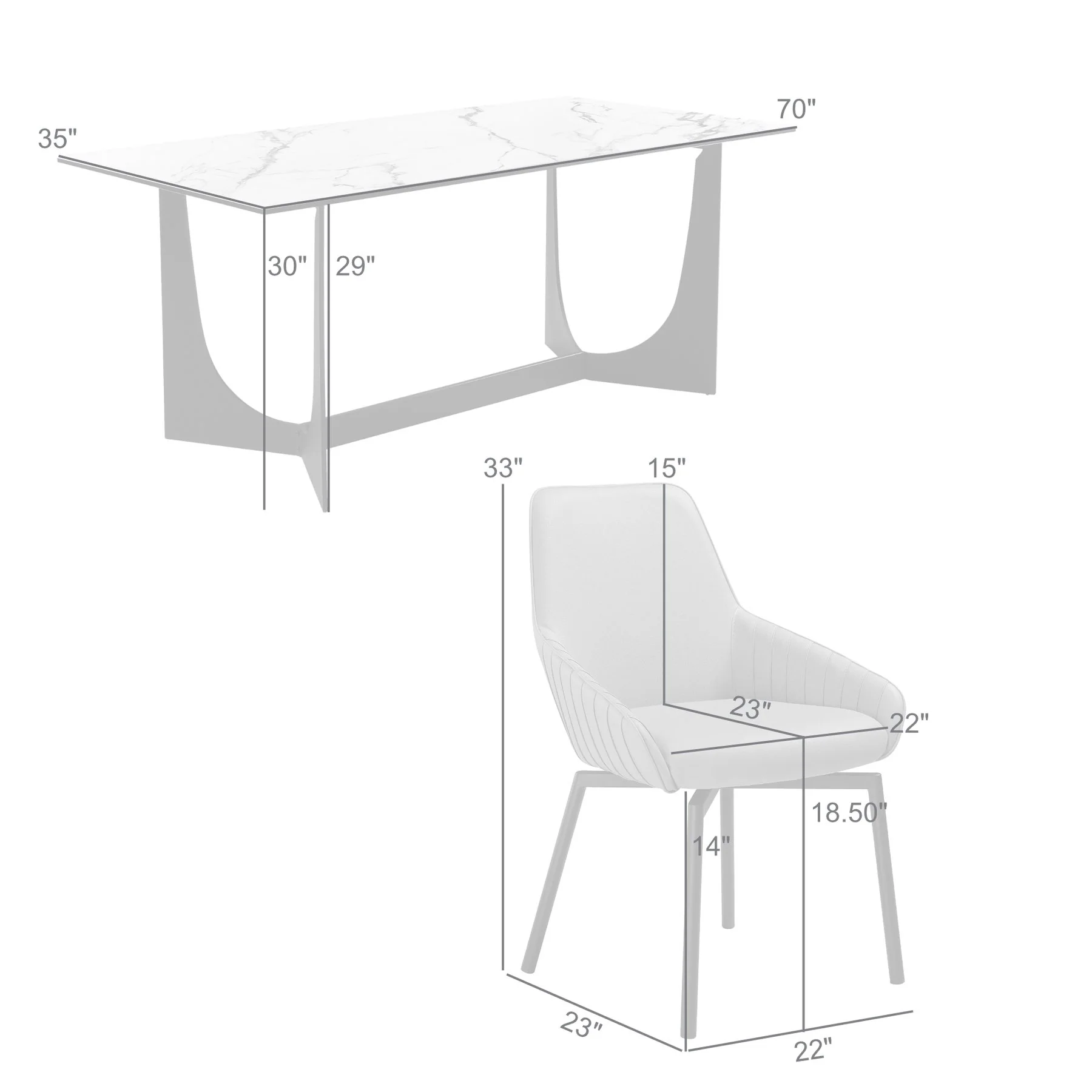 Esme Shilo 5 Piece Dining Set Taupe with Gray Faux Leather Chairs - Image 8