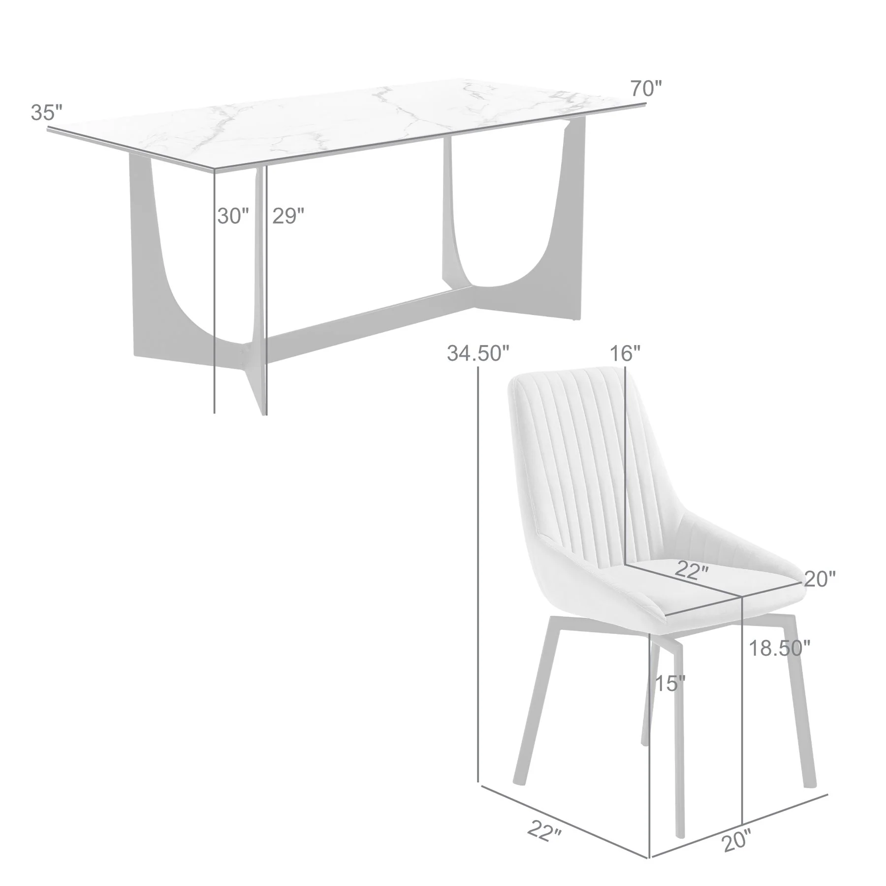 Esme Susie 7 Piece Dining Set with Gray Fabric Chairs - Image 10