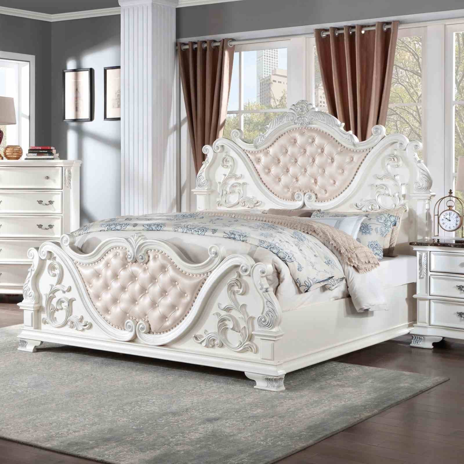 Esparanza E.King Bed, Pearl White