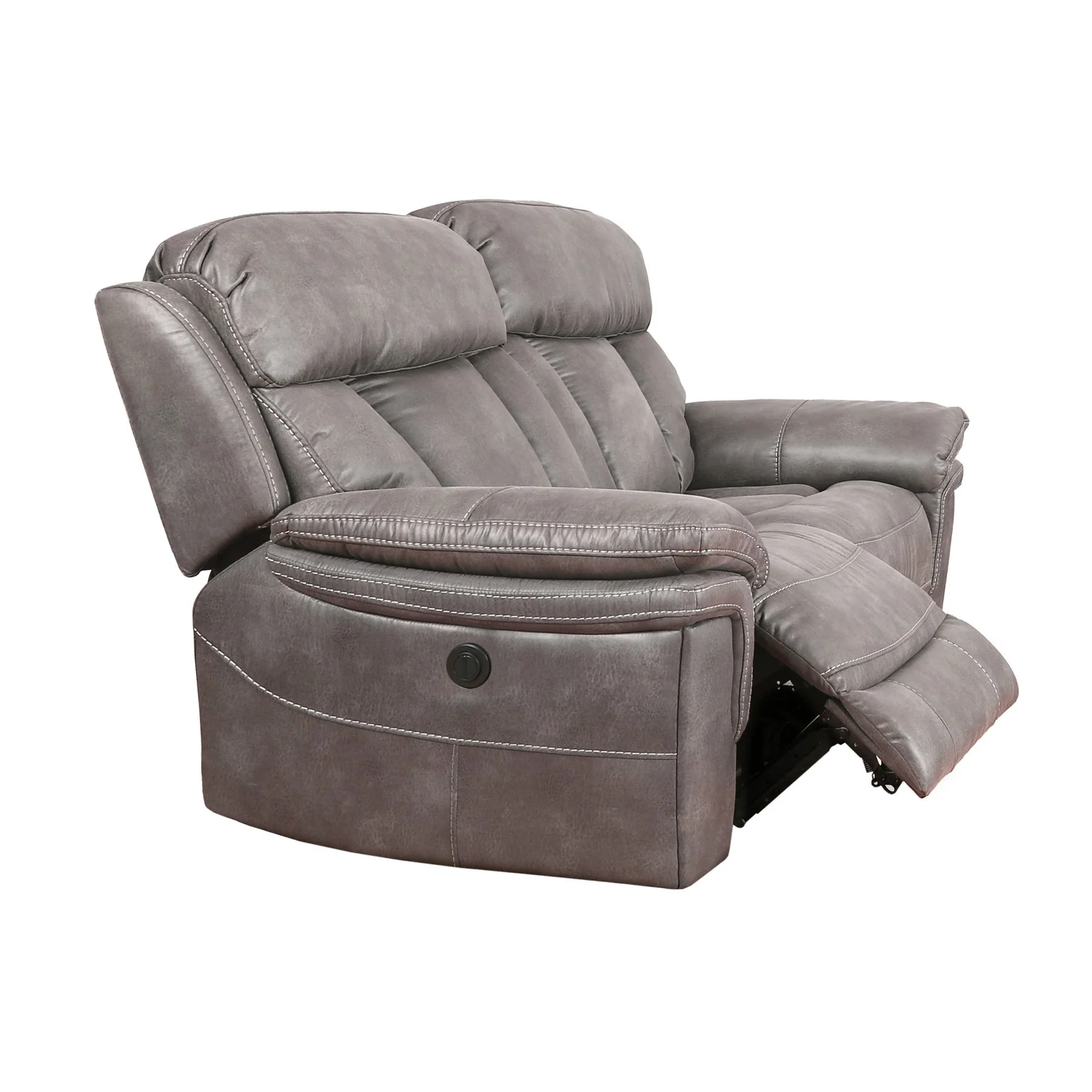 Estelle Power Loveseat in Gunmetal Fabric - Image 4