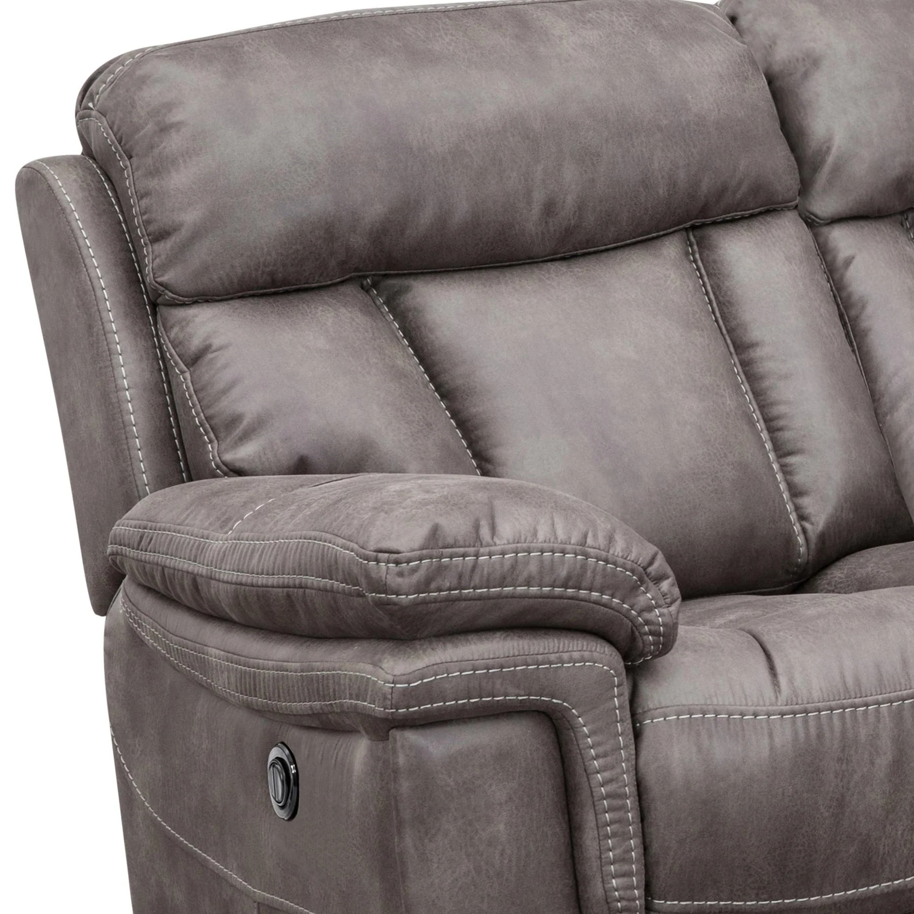 Estelle Power Loveseat in Gunmetal Fabric - Image 6