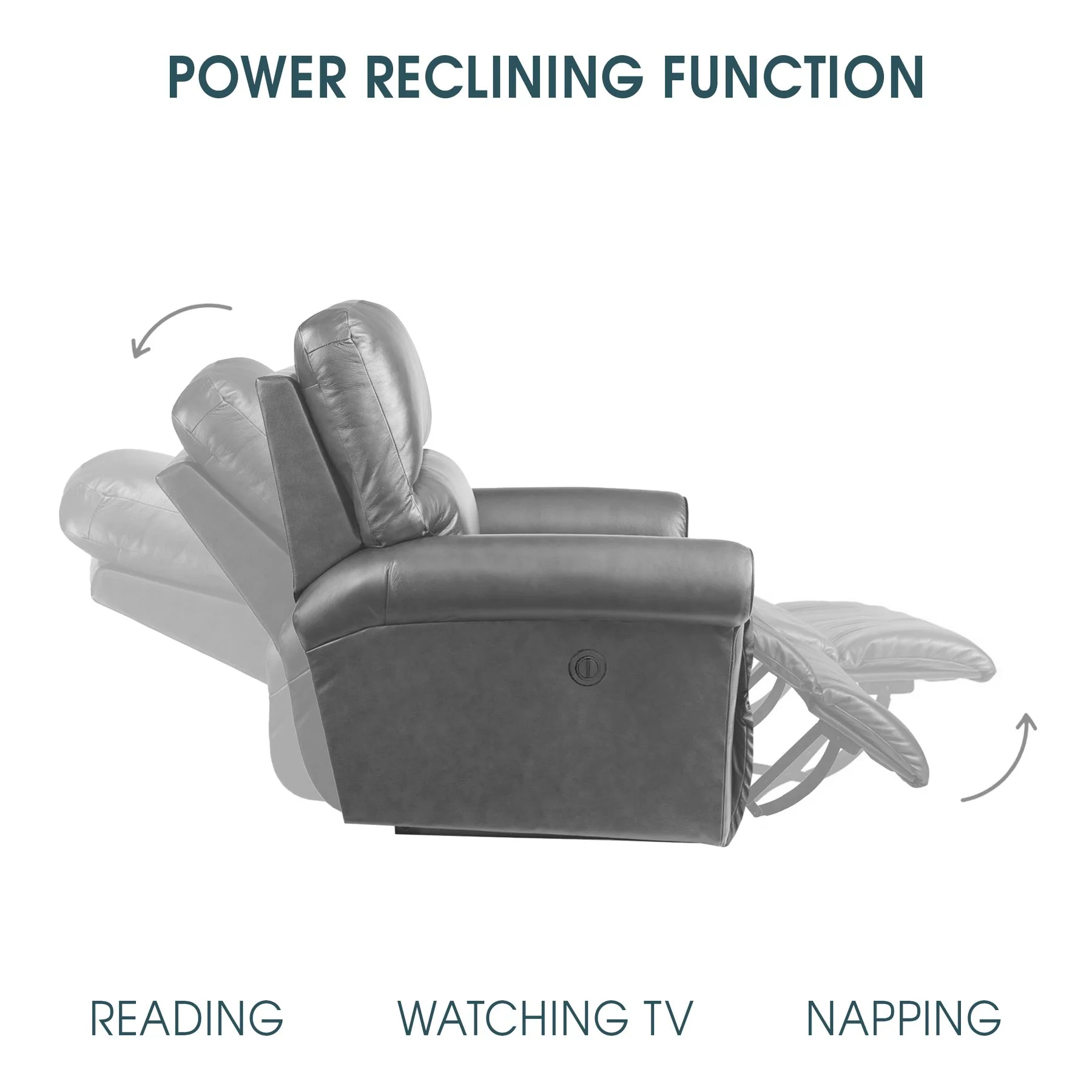 Estelle Power Loveseat in Gunmetal Fabric - Image 8