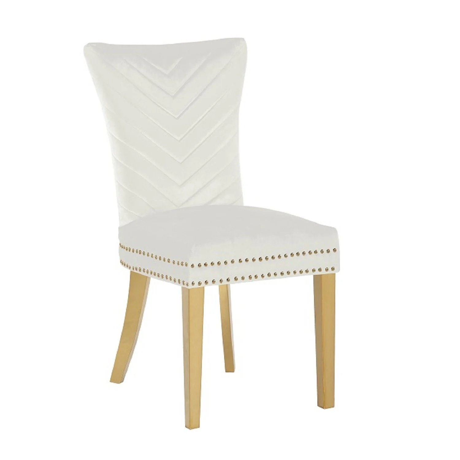 Eva Gold  Legs Chair Finish with Velvet Fabric in Beige - Image 3