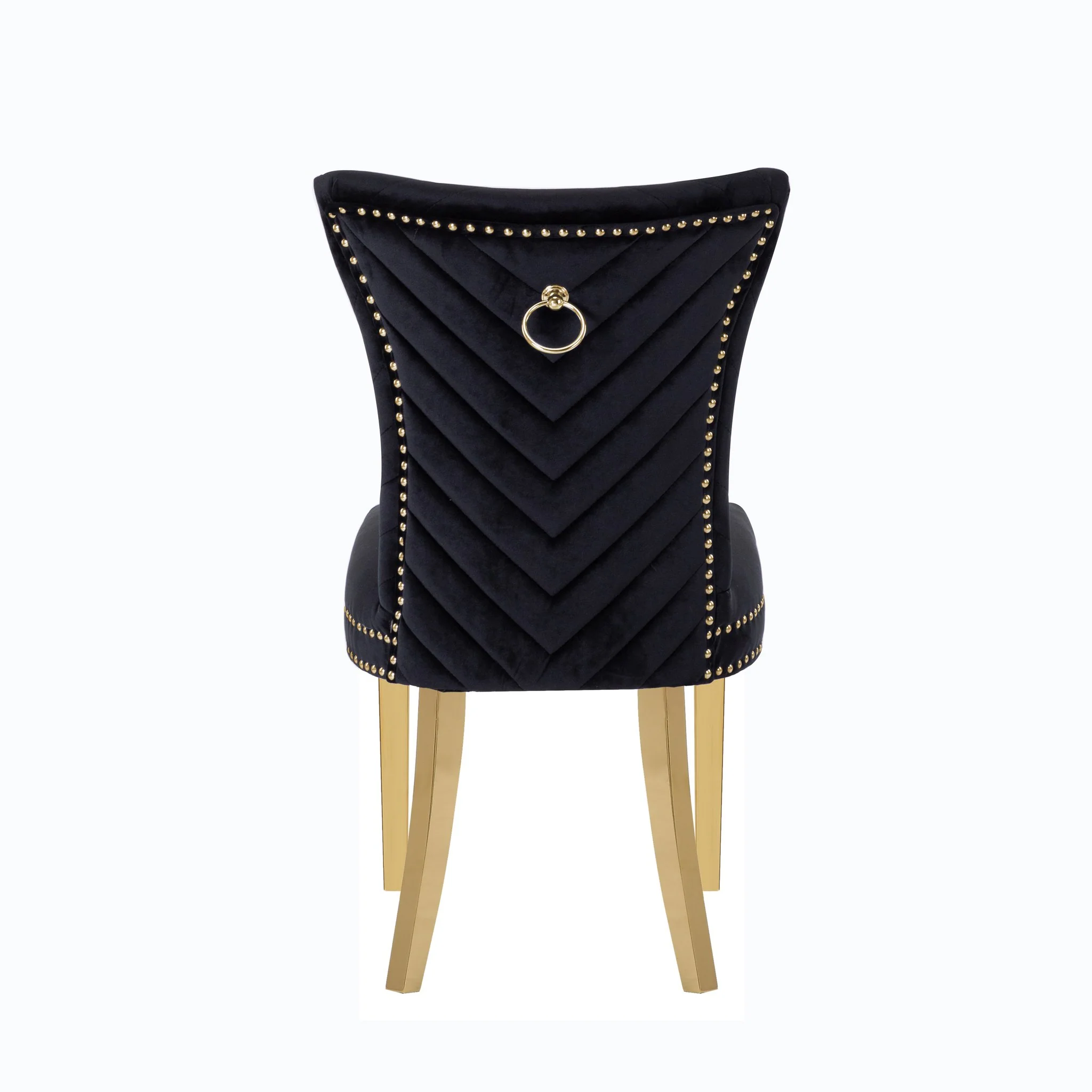 Eva Gold Legs Chair Finish with Velvet Fabric in Black - Image 5
