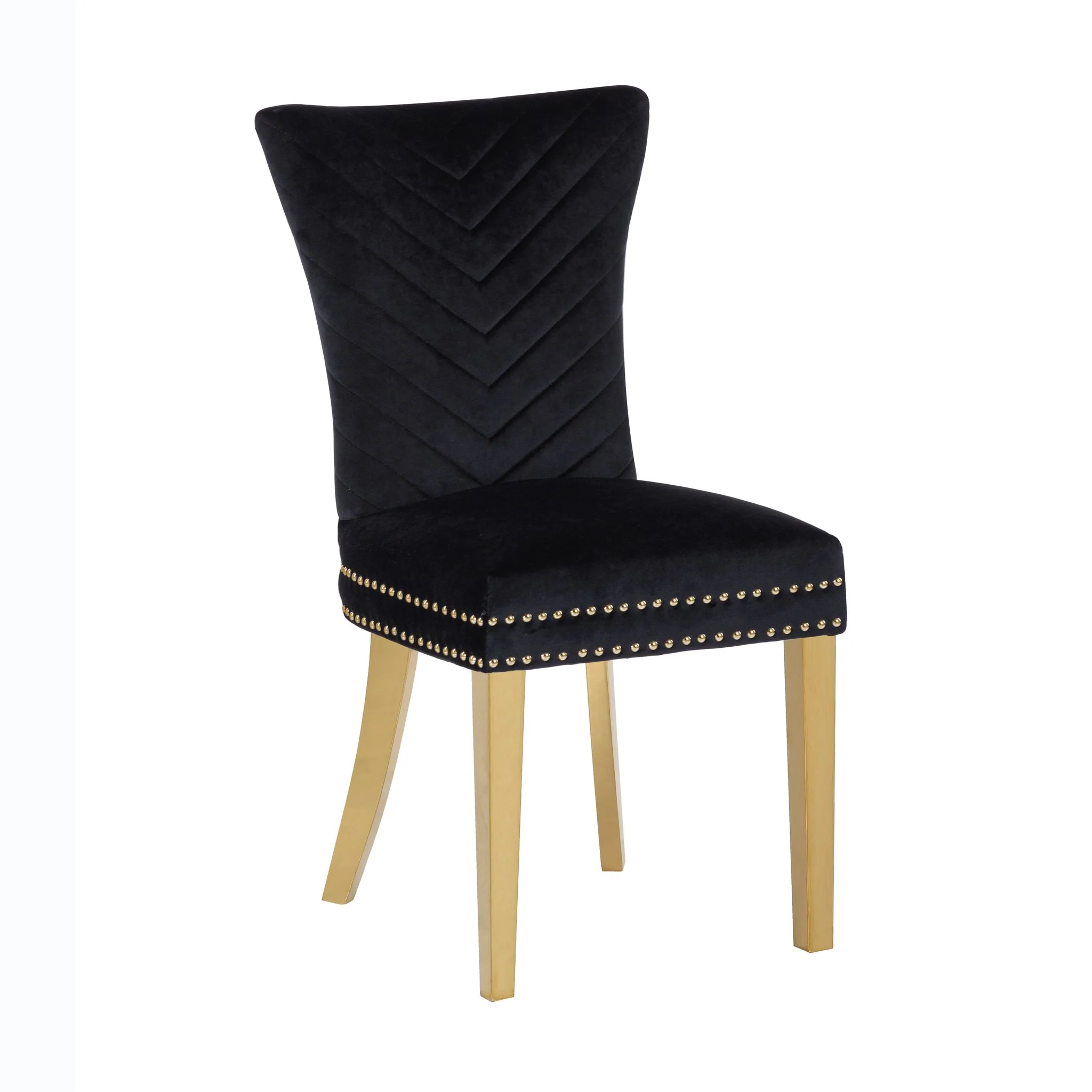 Eva Gold Legs Chair Finish with Velvet Fabric in Black - Image 6
