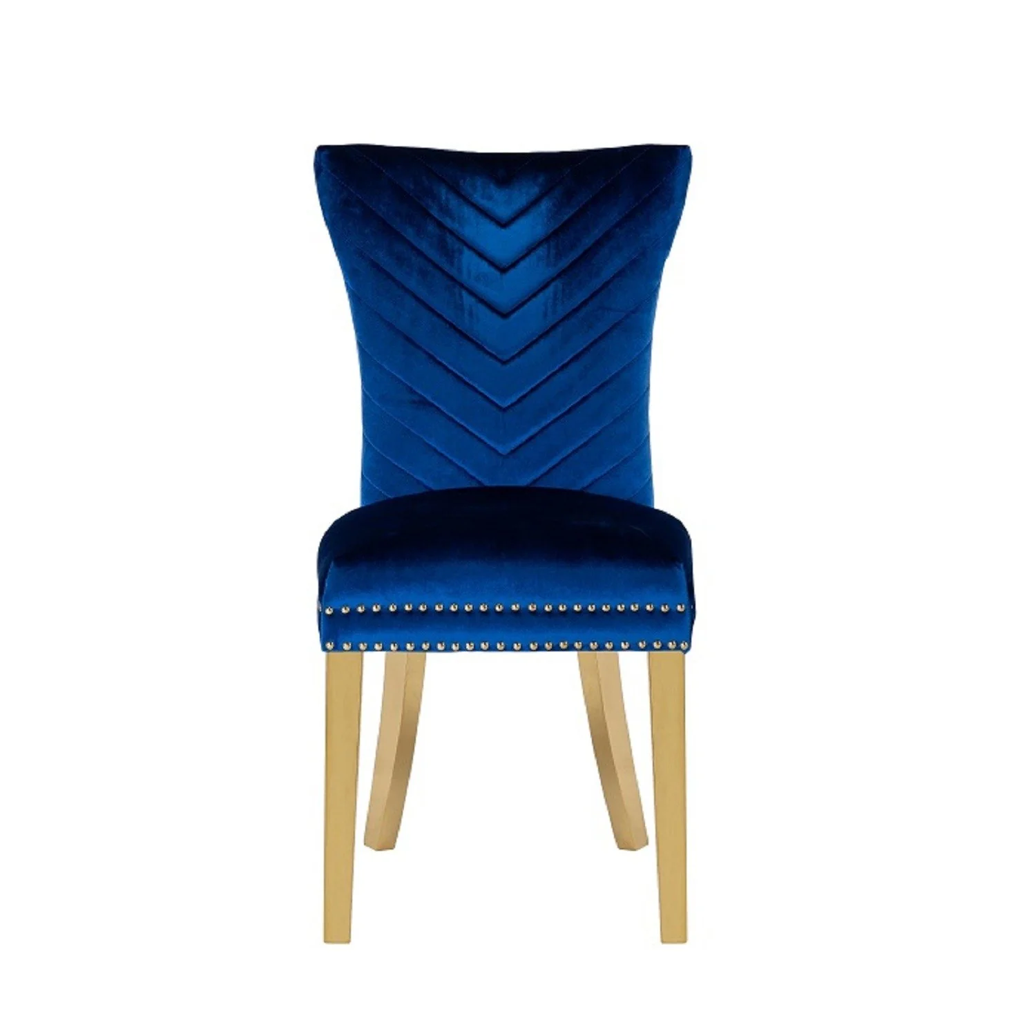 Eva Gold  Legs Chair Finish with Velvet Fabric in Navy - Image 4