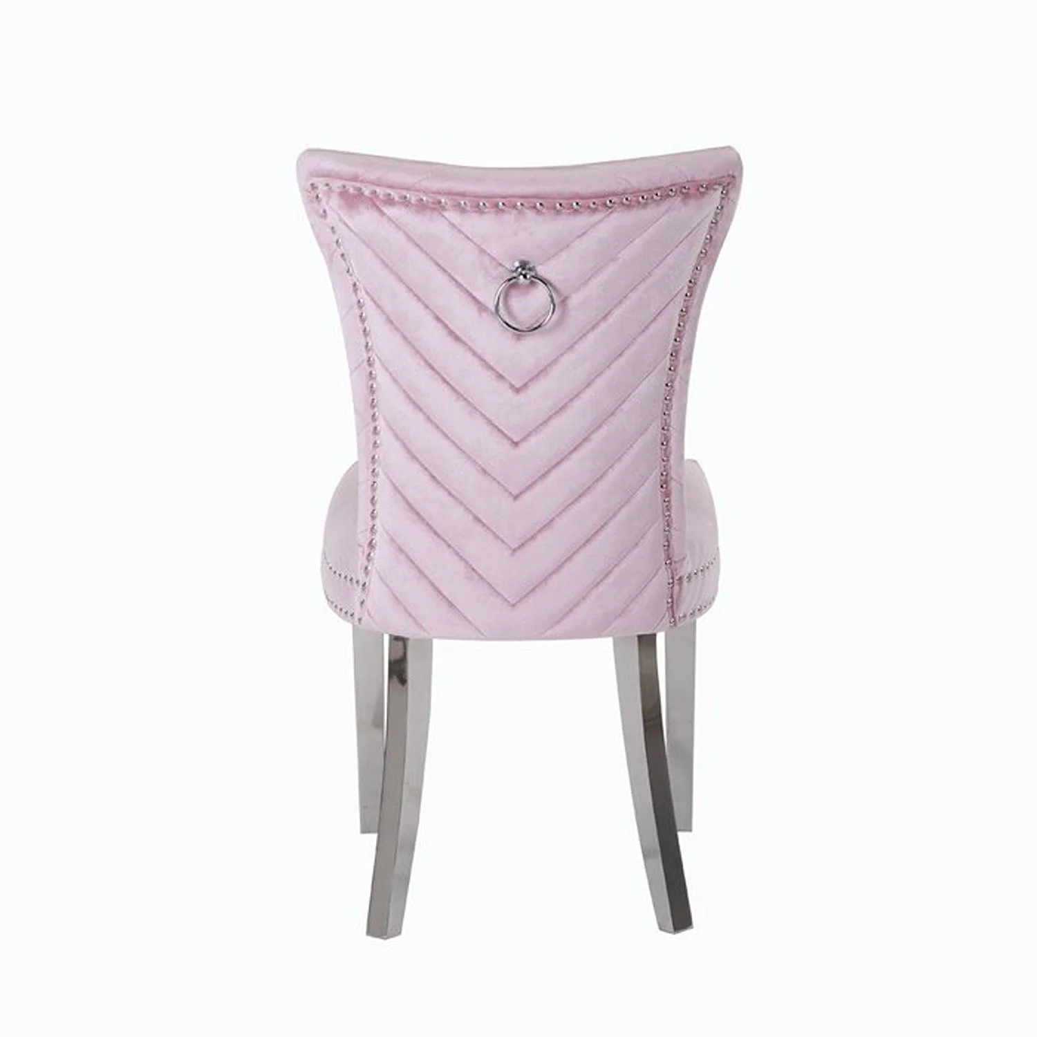 Eva Stainless Steel Legs Chair Finish with Velvet Fabric in Beige - Image 5