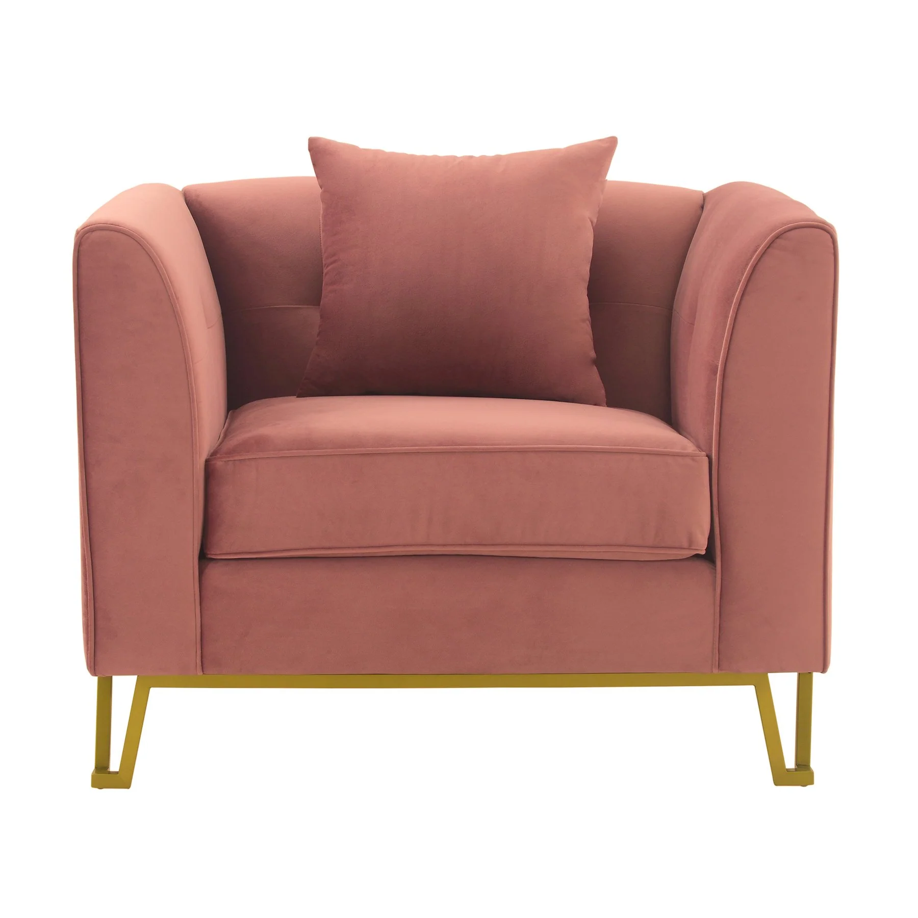 Everest Blush Fabric Upholstered Sofa Accent Chair with Brushed Gold Legs - Image 2
