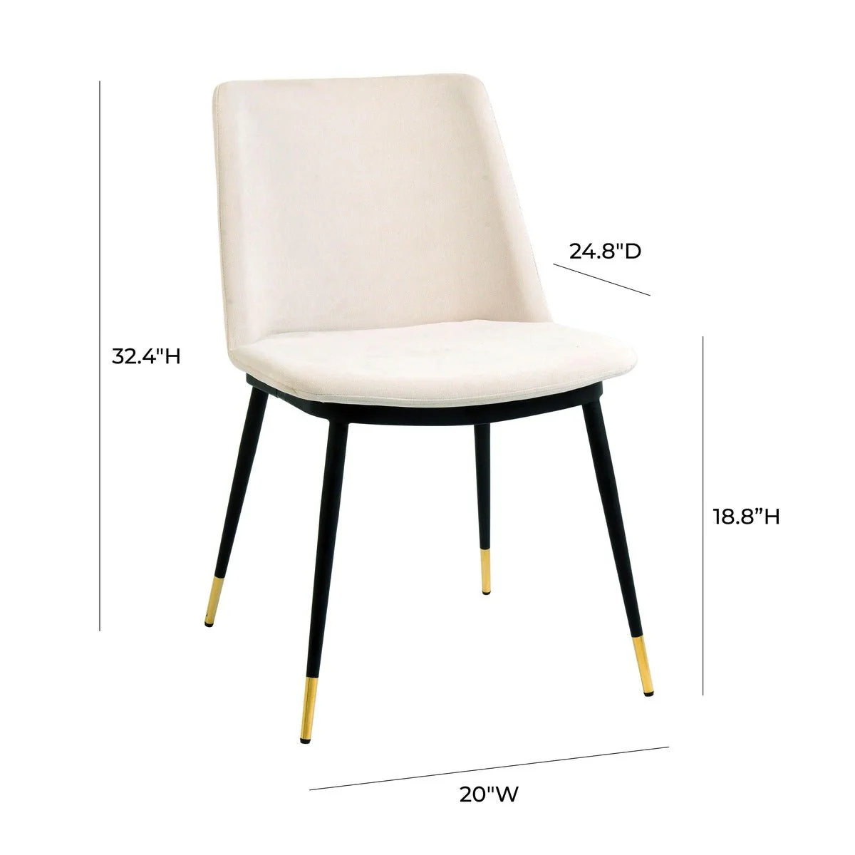 Evora Cream Velvet Chair - Gold Legs (Set of 2) - Image 9
