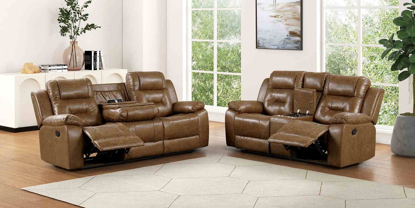 Ezekius Sofa, Manual Recline, Brown - Image 2