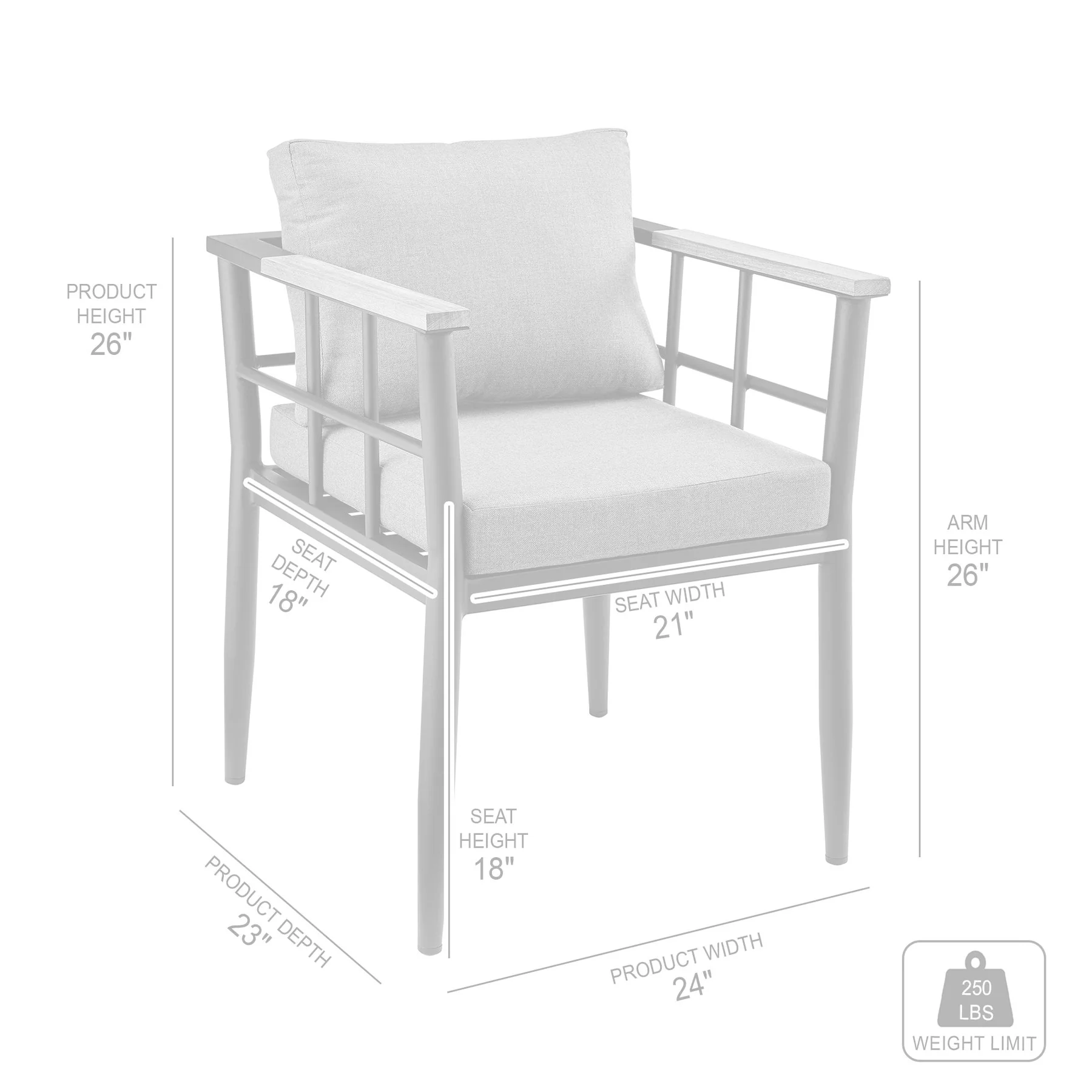 Ezra Outdoor Patio 5-Piece Dining Table Set in Aluminum and Teak with Gray Cushions - Image 10