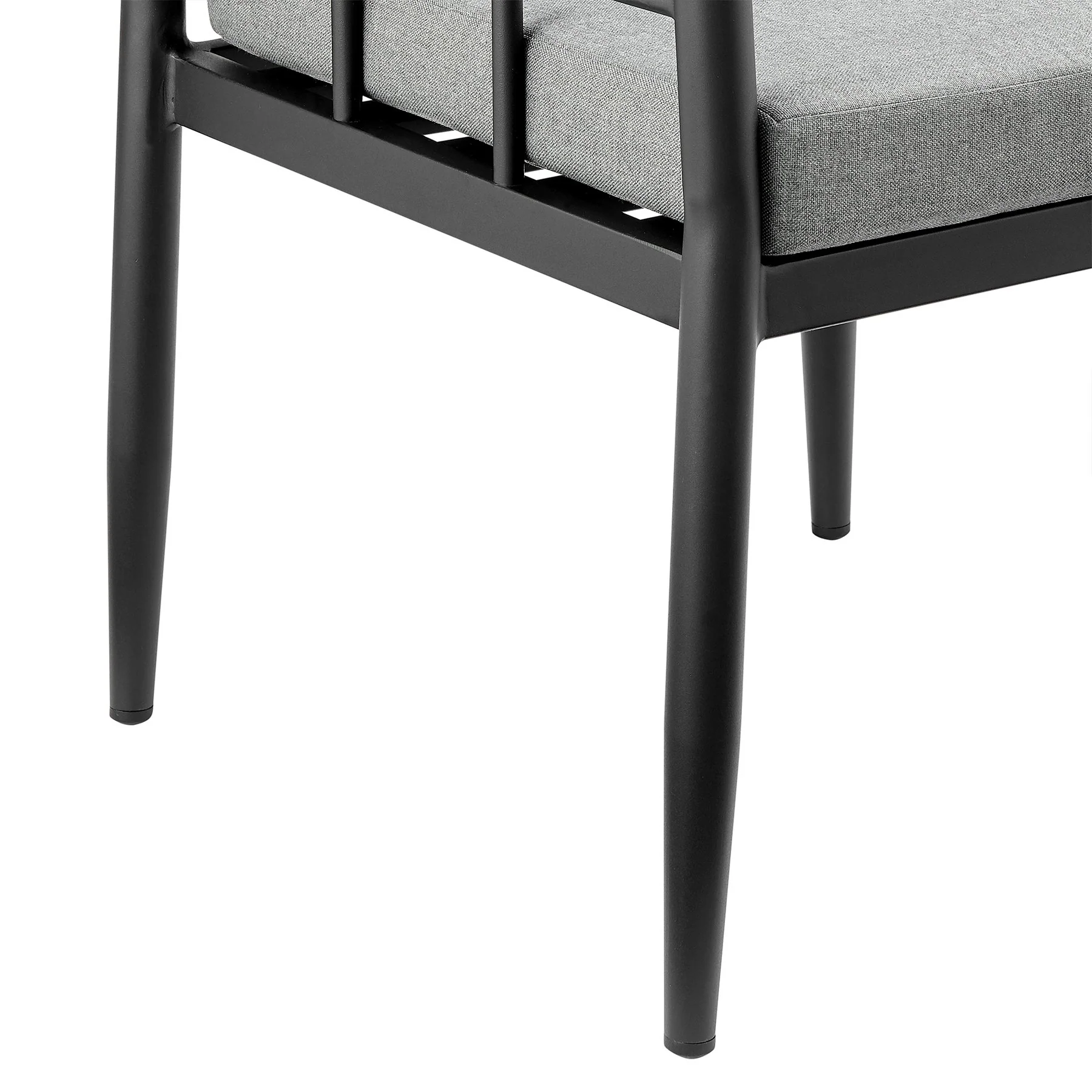 Ezra Outdoor Patio Dining Chair in Aluminum and Teak with Gray Cushions – Set of 2 - Image 9