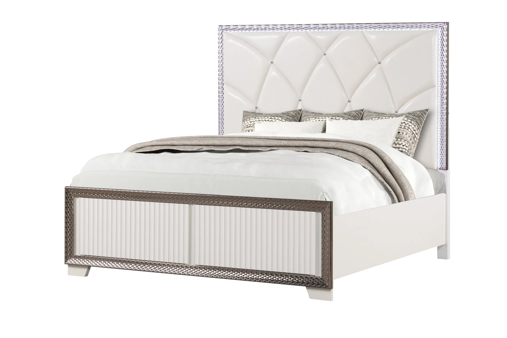 Fabio King Bed White