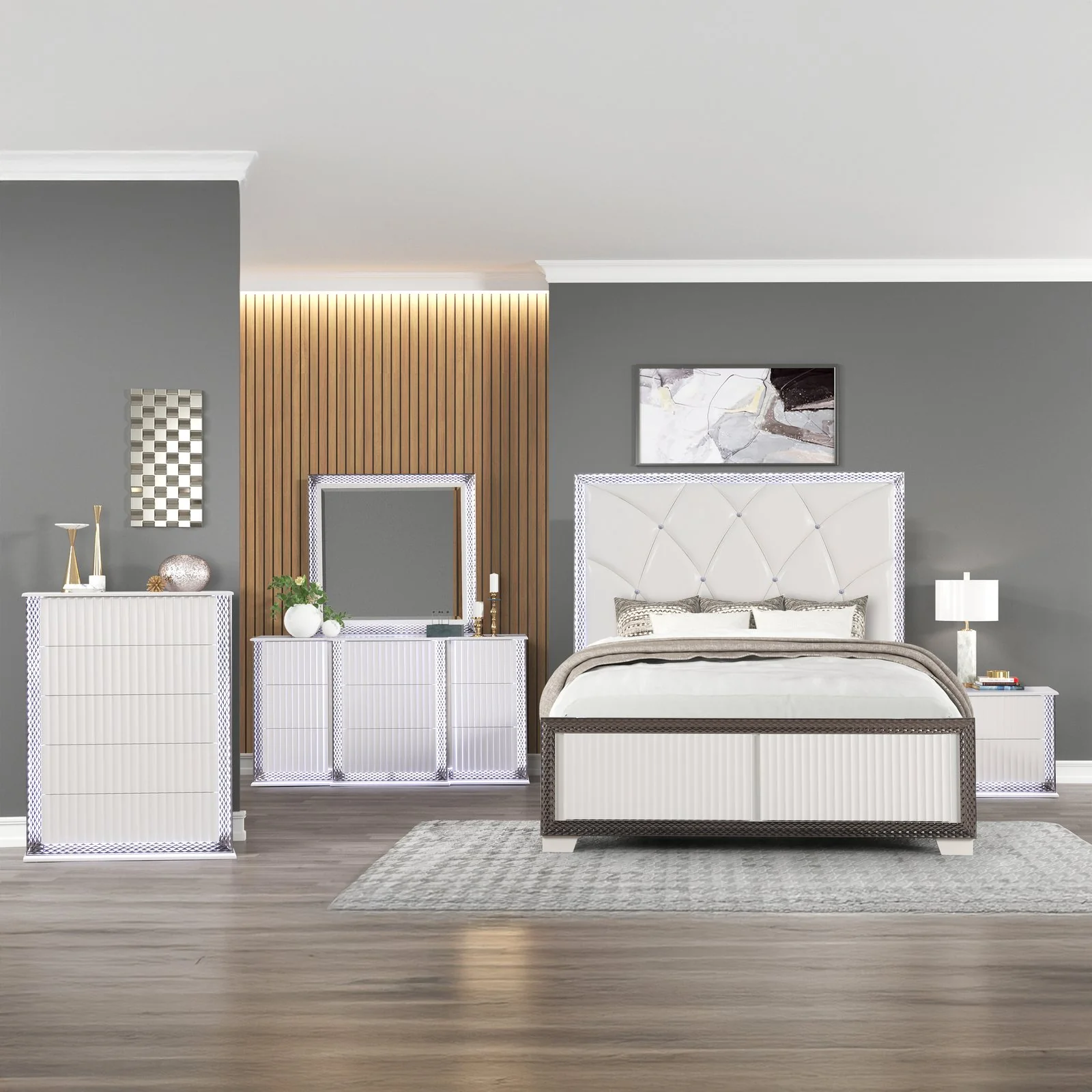 Fabio Queen 5PC Bedroom Set White