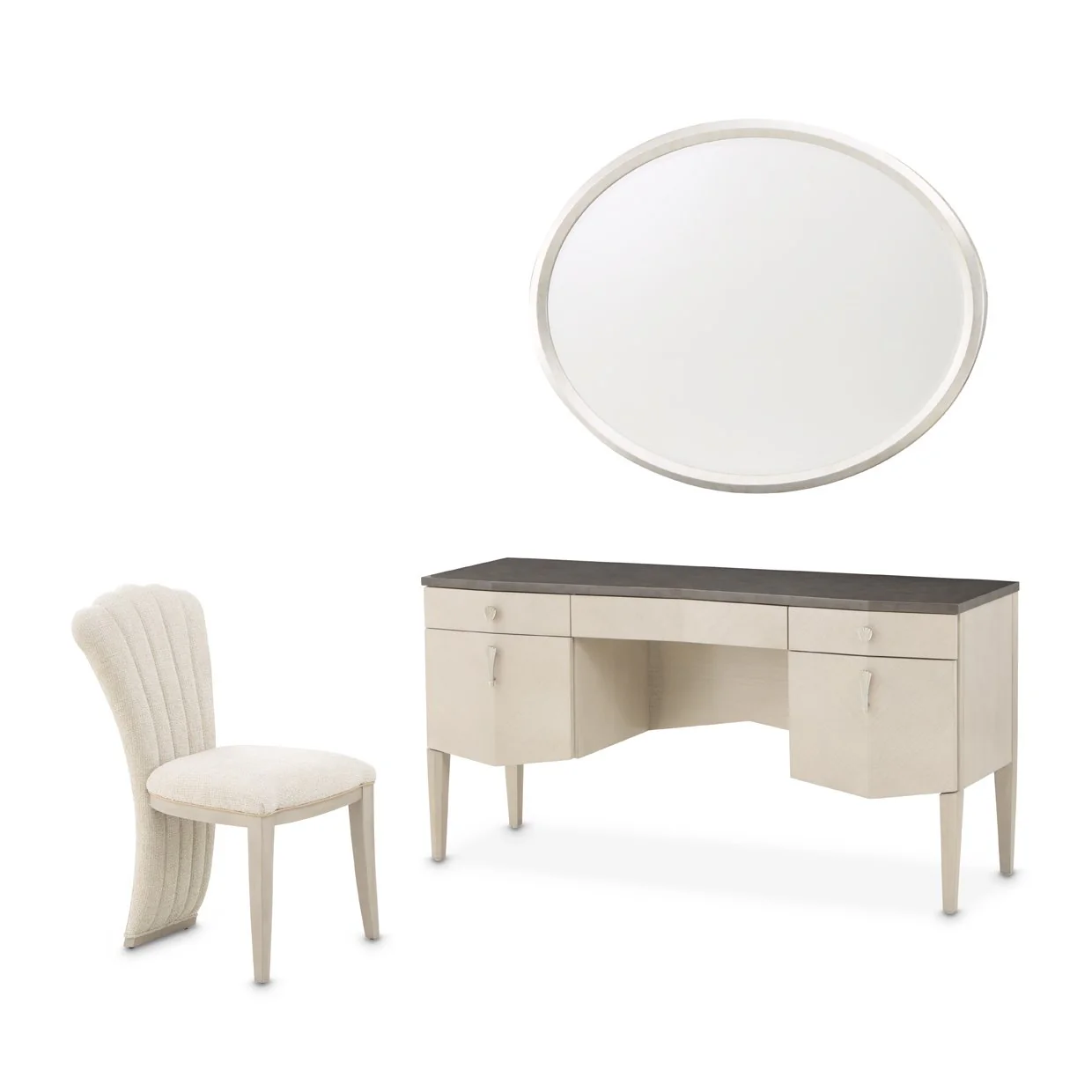 Fantosini Vanity Set with Mirror & Chair - Silver Mist - Image 2