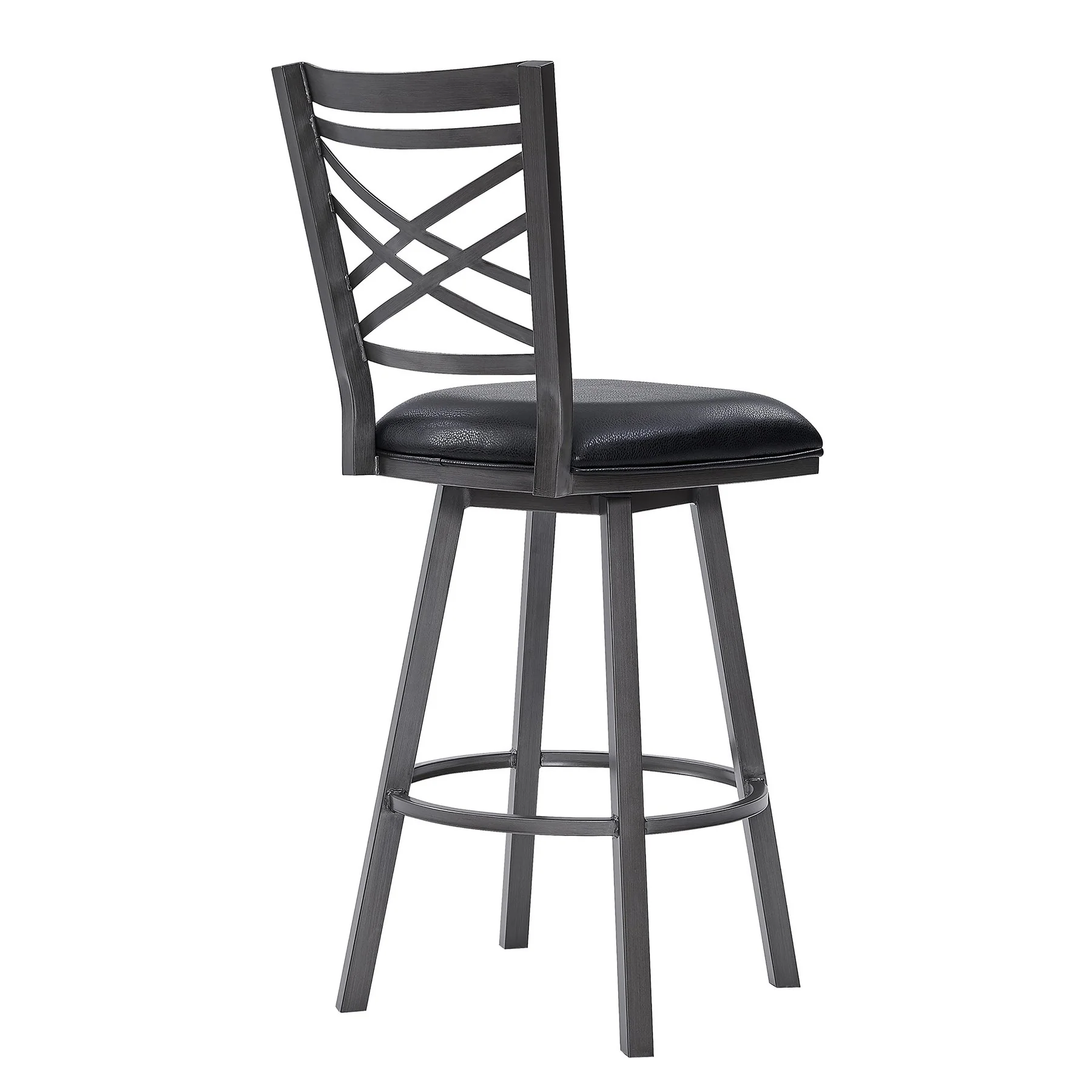Fargo 26" Counter Height Metal Barstool in Mineral Finish with Black Faux Leather - Image 3