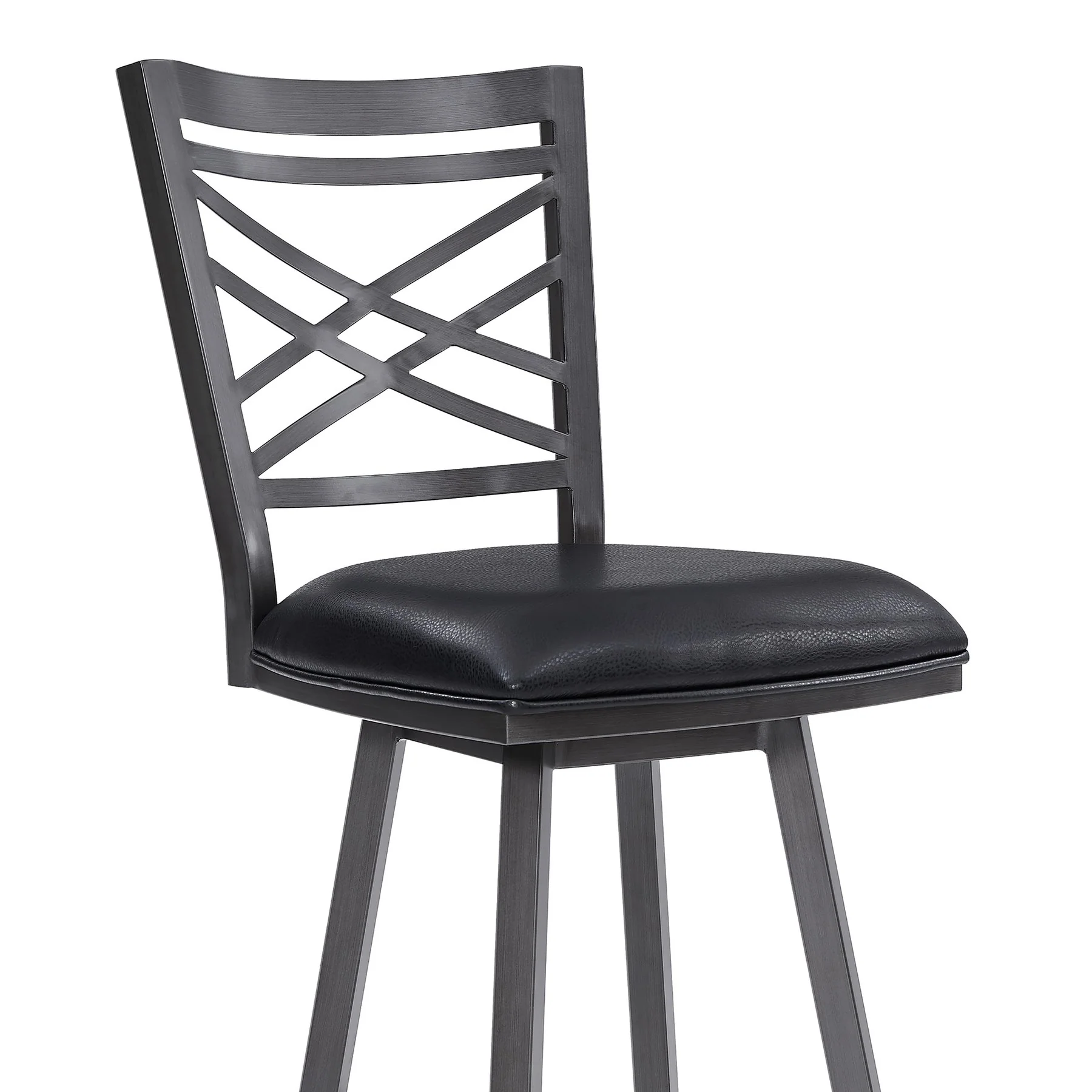 Fargo 26" Counter Height Metal Barstool in Mineral Finish with Black Faux Leather - Image 4