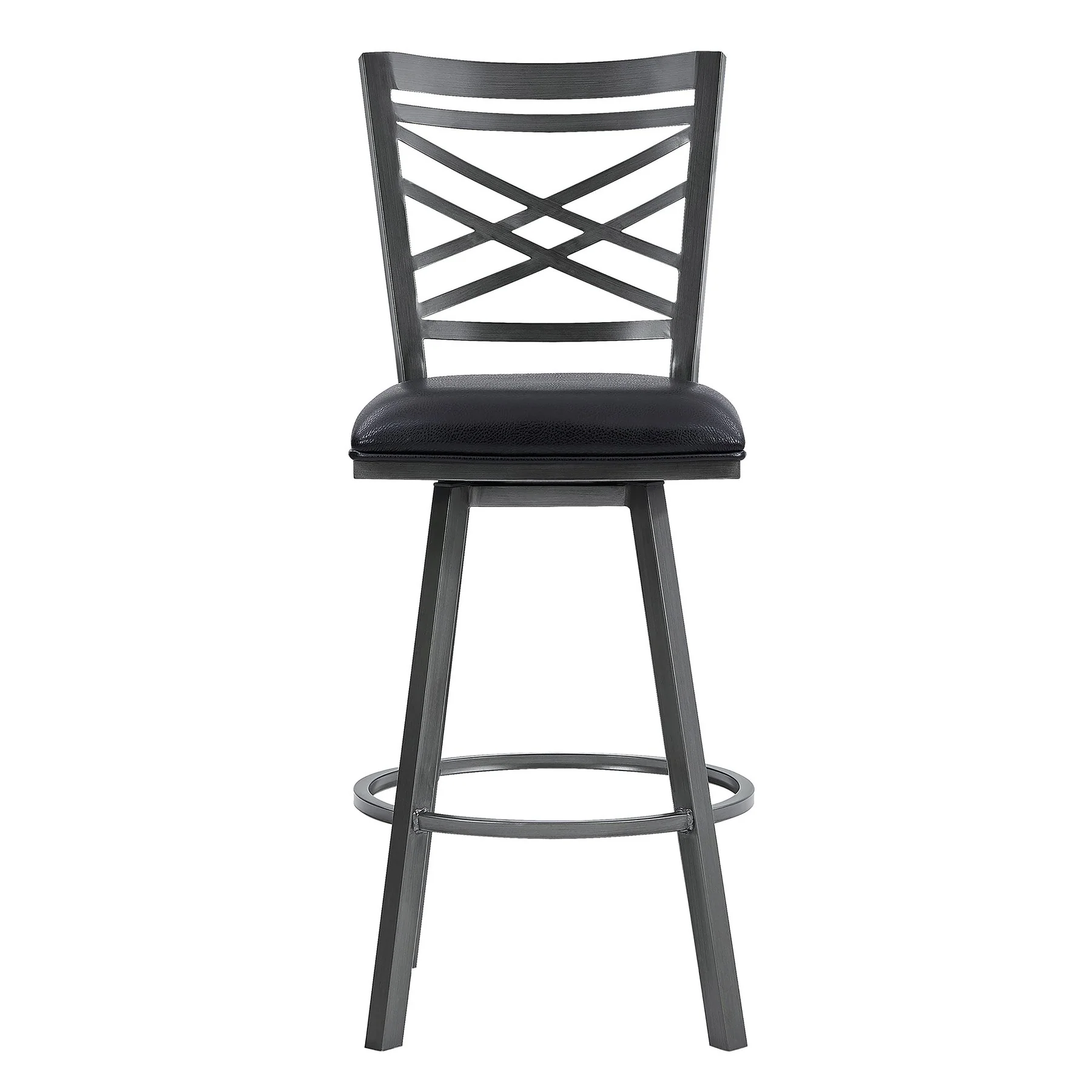 Fargo 30" Counter Height Metal Barstool in Mineral Finish with Black Faux Leather - Image 2