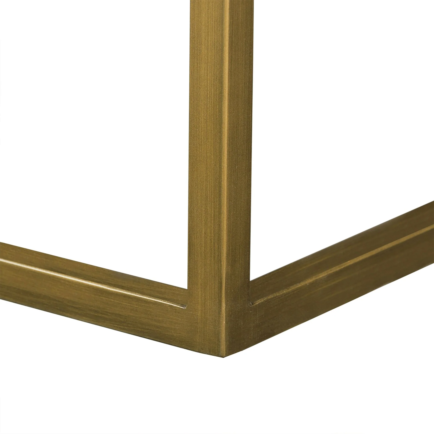 Faye Rustic Brown Wood Coffee Table with Shelf and Antique Brass Metal Base - Image 6