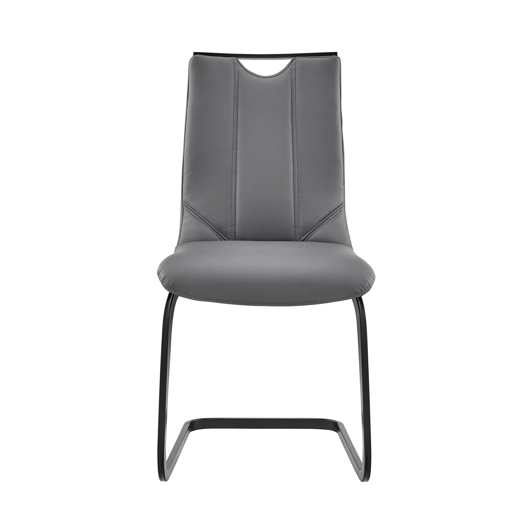 Fenton and Pacific 5 Piece Modern Rectangular Dining Set with Black Base in Black Melamine Wood and Gray Fabric - Image 2