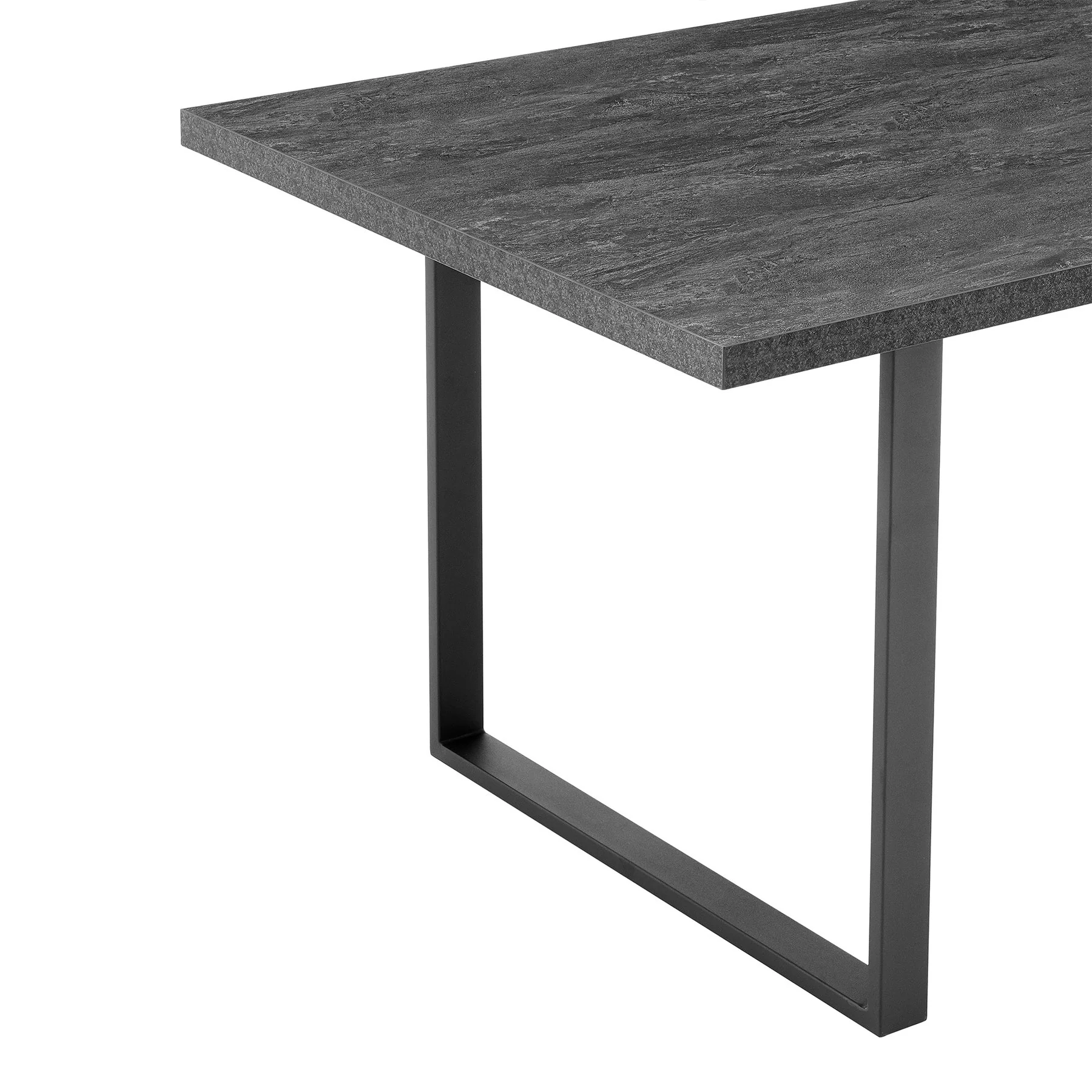 Fenton and Pacific 5 Piece Modern Rectangular Dining Set with Black Base in Black Melamine Wood and Gray Fabric - Image 7