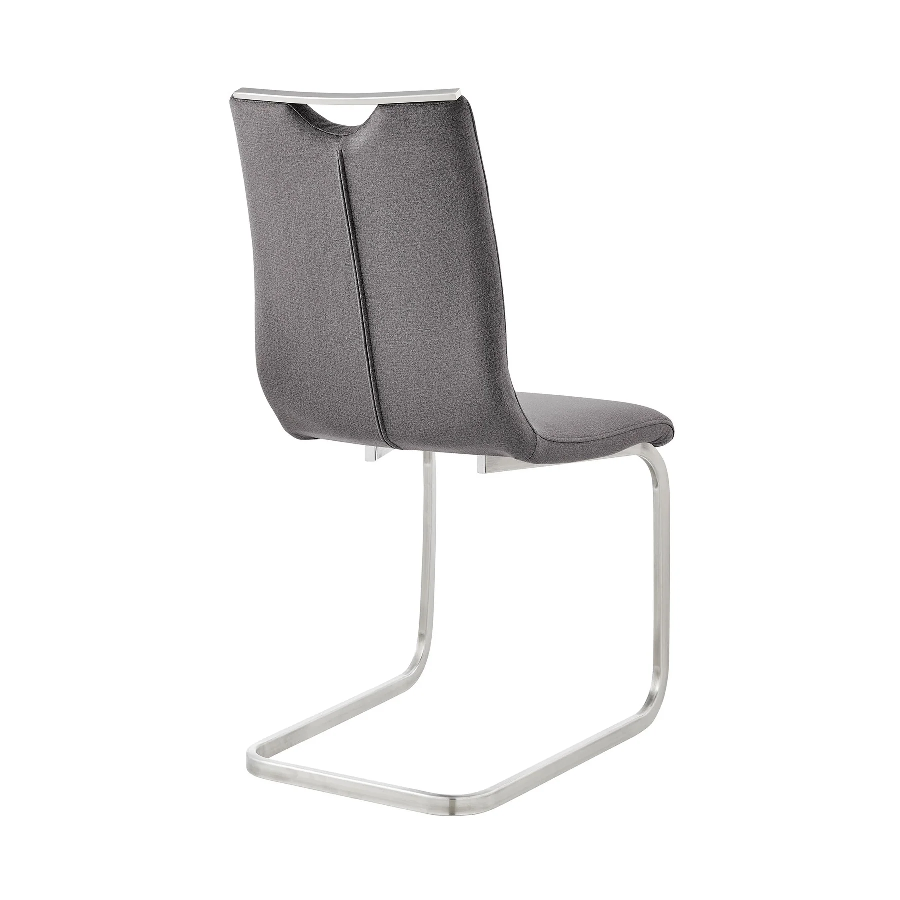Fenton and Pacific 5 Piece Modern Rectangular Dining Set with Metal Base in Gray Melamine Wood and Gray Fabric - Image 3