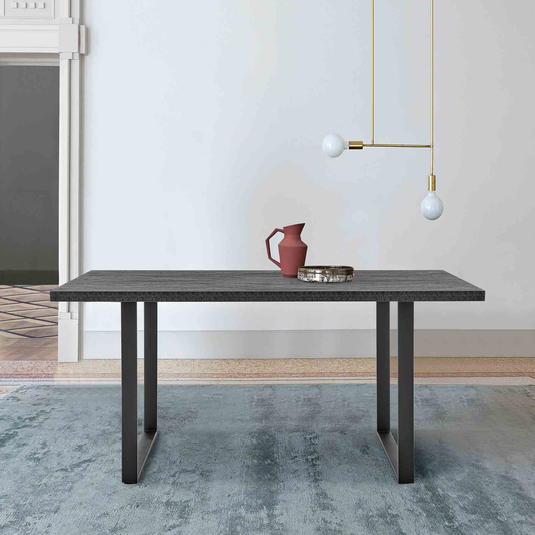 Fenton Dining Table with Charcoal Top and Black Base - Image 5